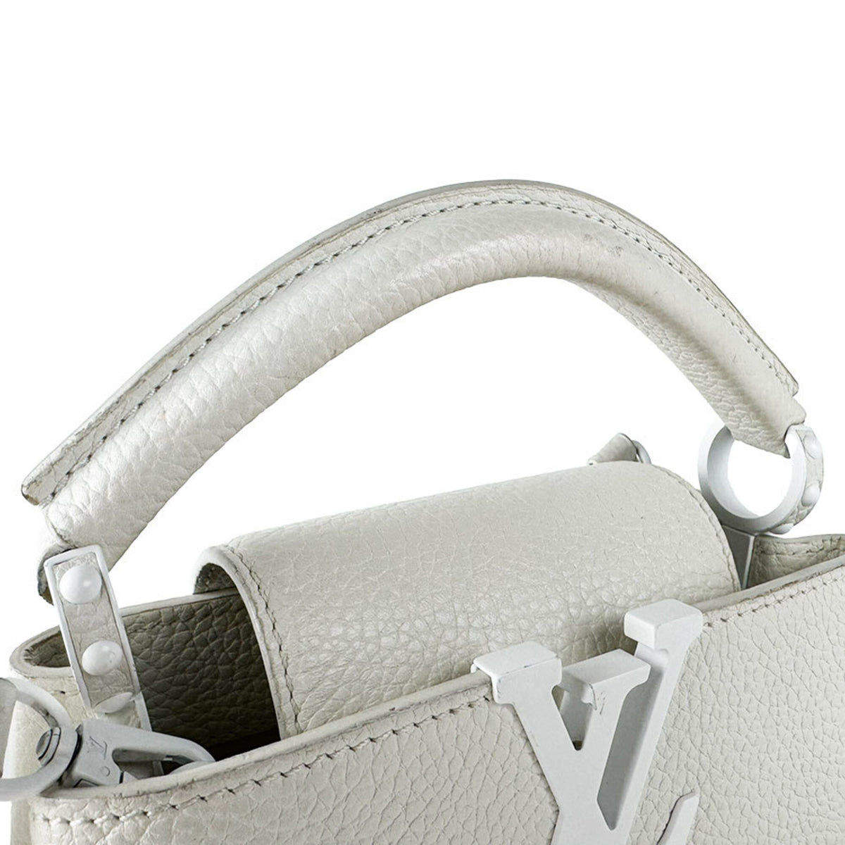 Louis Vuitton White Leather Handbag Shoulder Bag (Pre-Owned)
