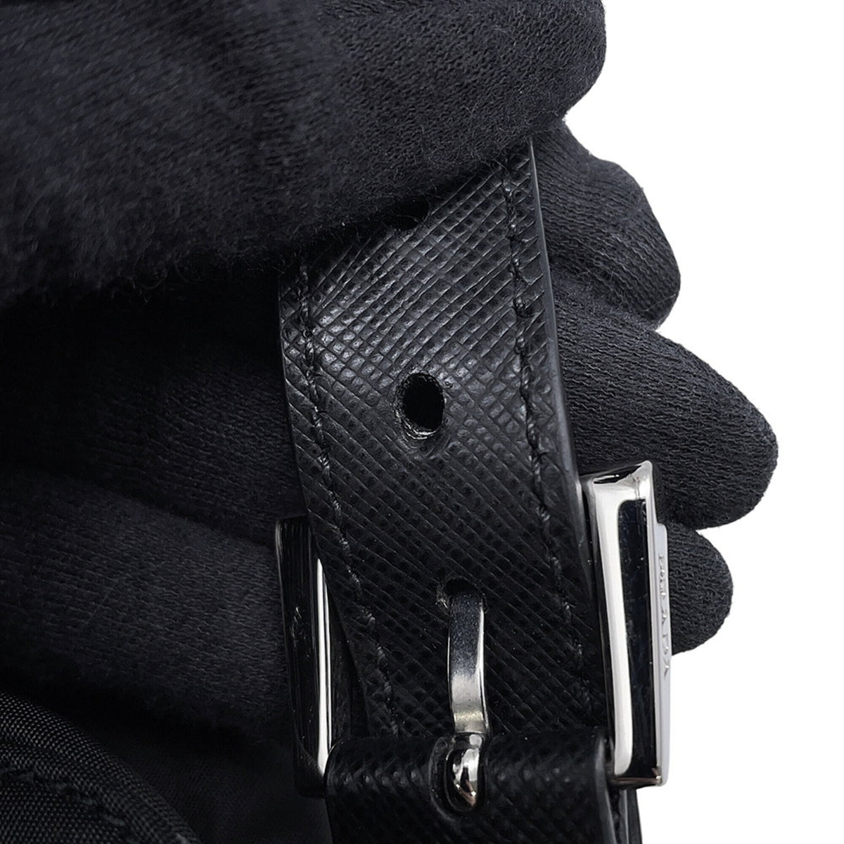 Prada Black Nylon Leather Backpack Handbag (Pre-Owned)