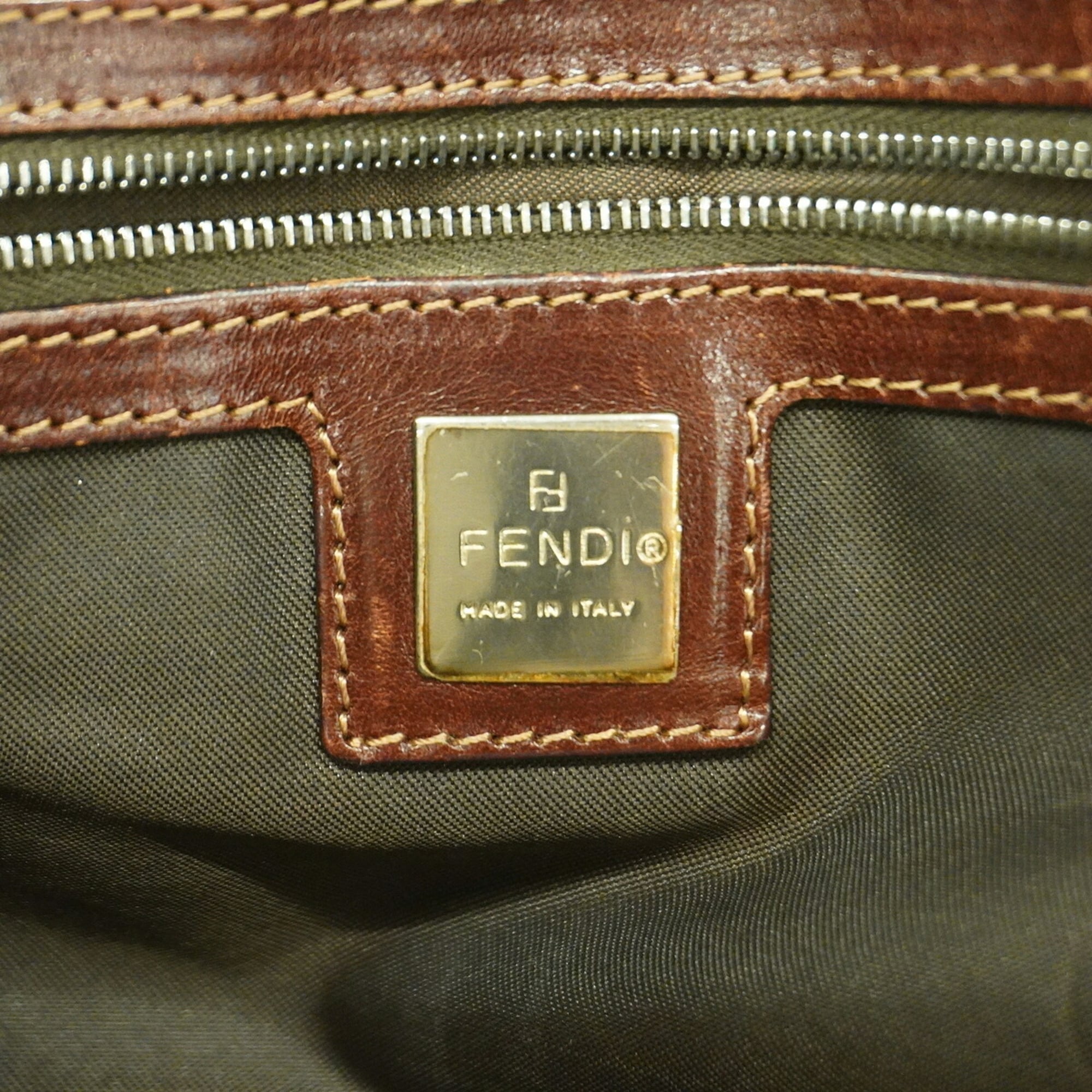 Fendi Ochre Cord Handbag (Pre-Owned)