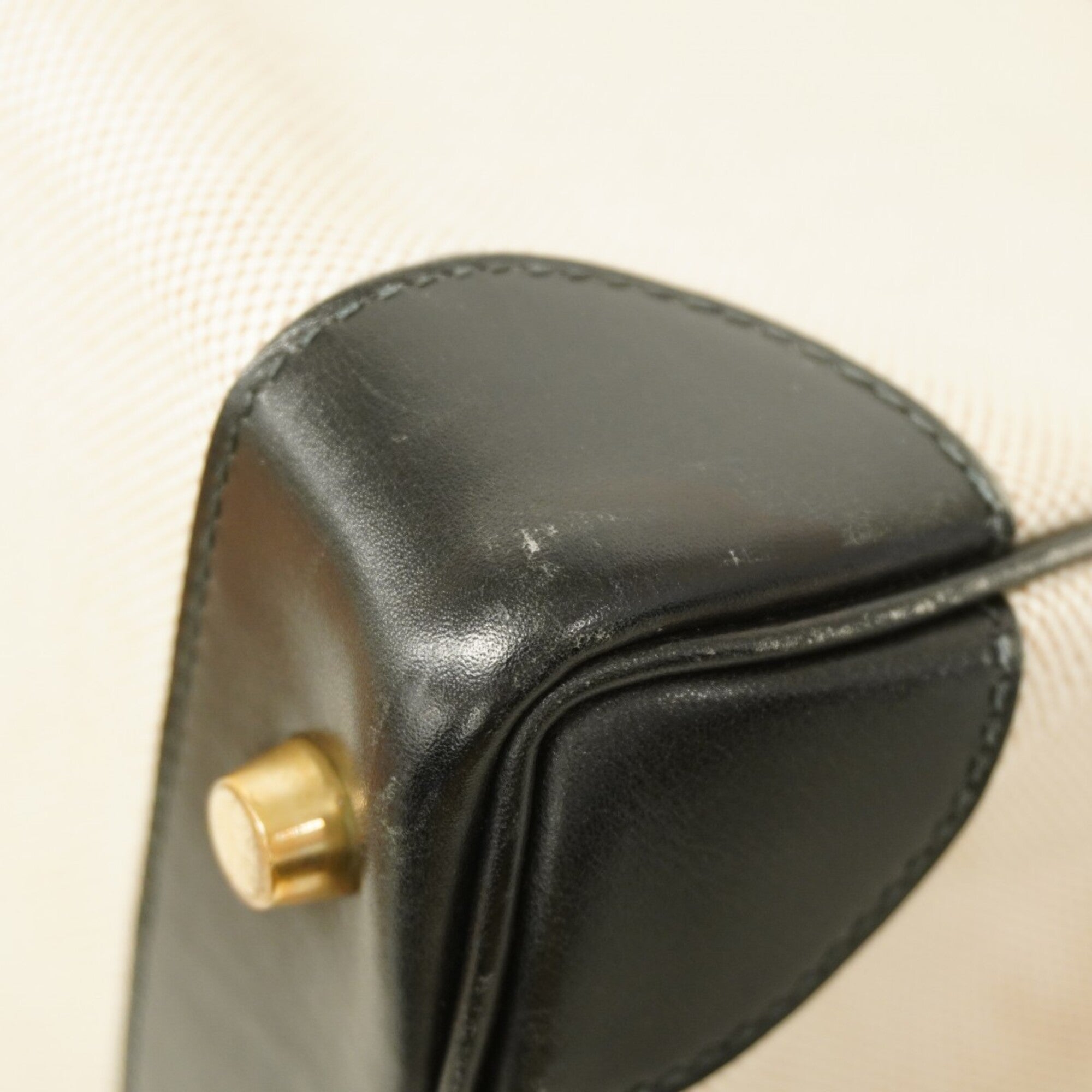 Hermes Black Toile H Box Calf Leather Handbag (Pre-Owned)