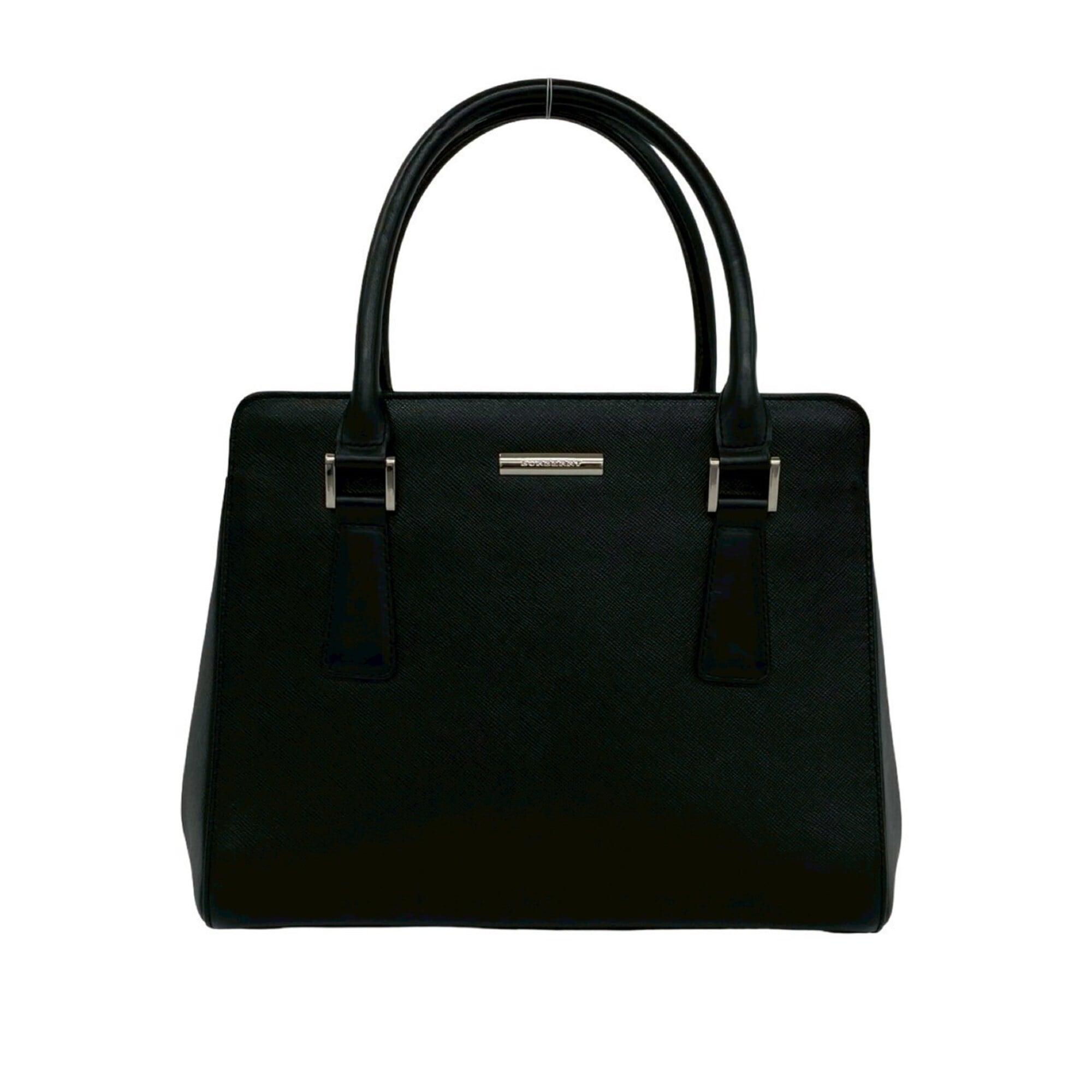 Burberry Black Leather Boston Bag Handbag Tote Bag (Pre-Owned)