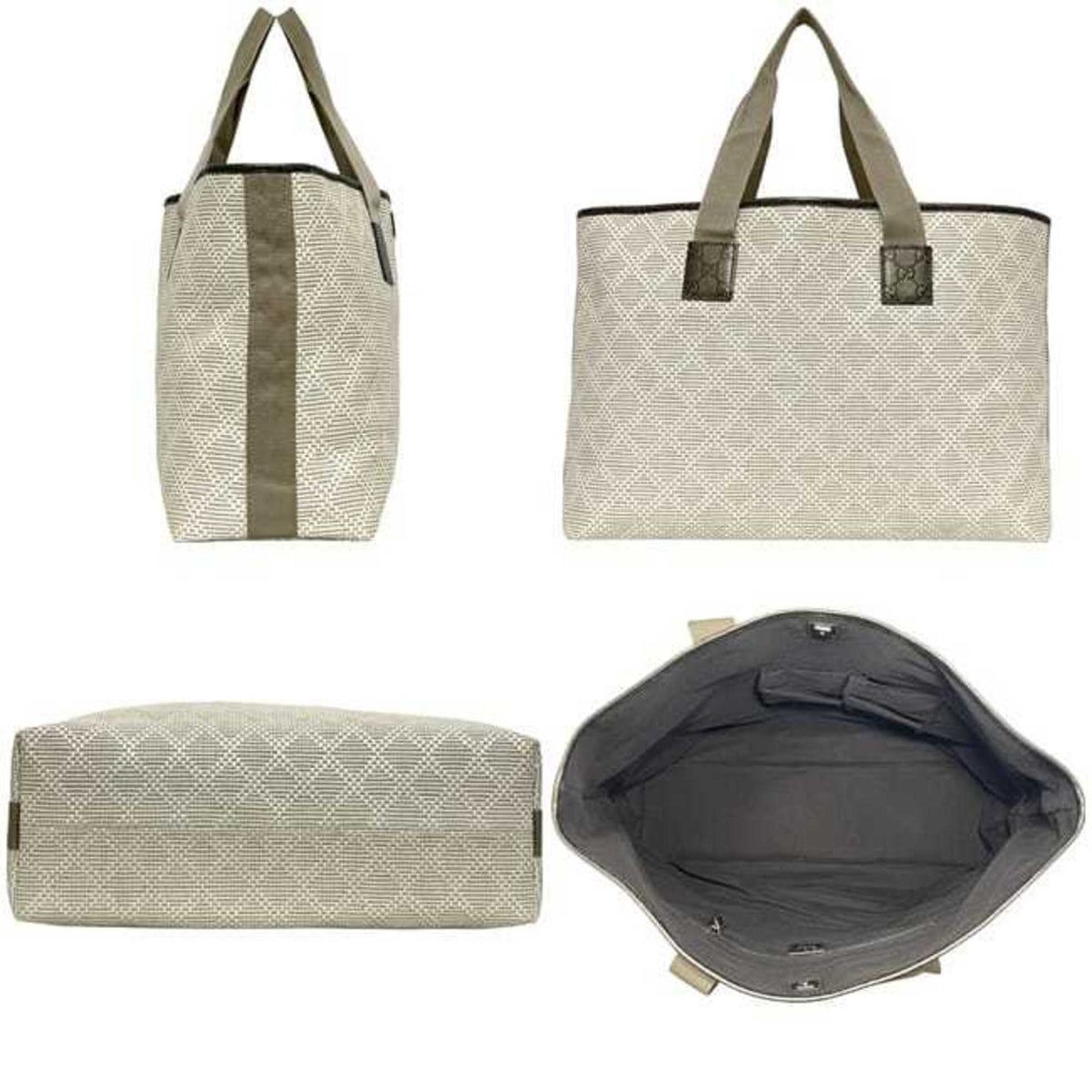 Gucci Beige White Pvc Leather Tote Bag (Pre-Owned)