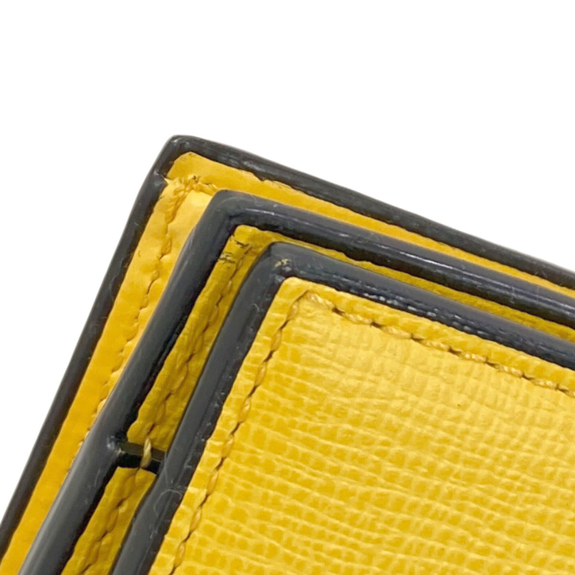 Valextra Yellow Leather Long Wallet (Bi-Fold) (Pre-Owned)