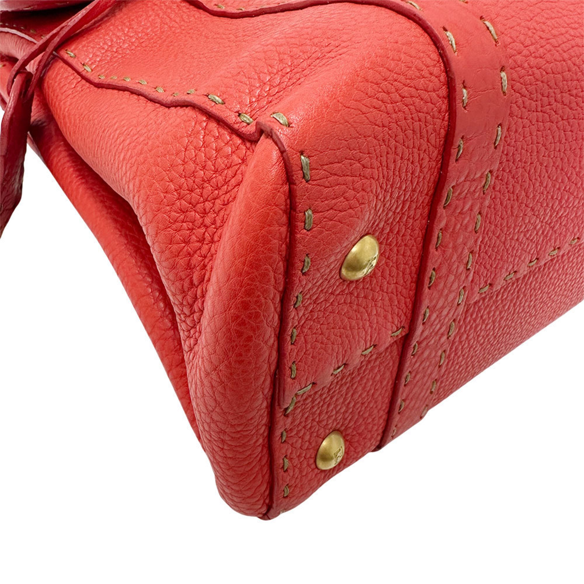 Fendi Red Color Leather Handbag (Pre-Owned)