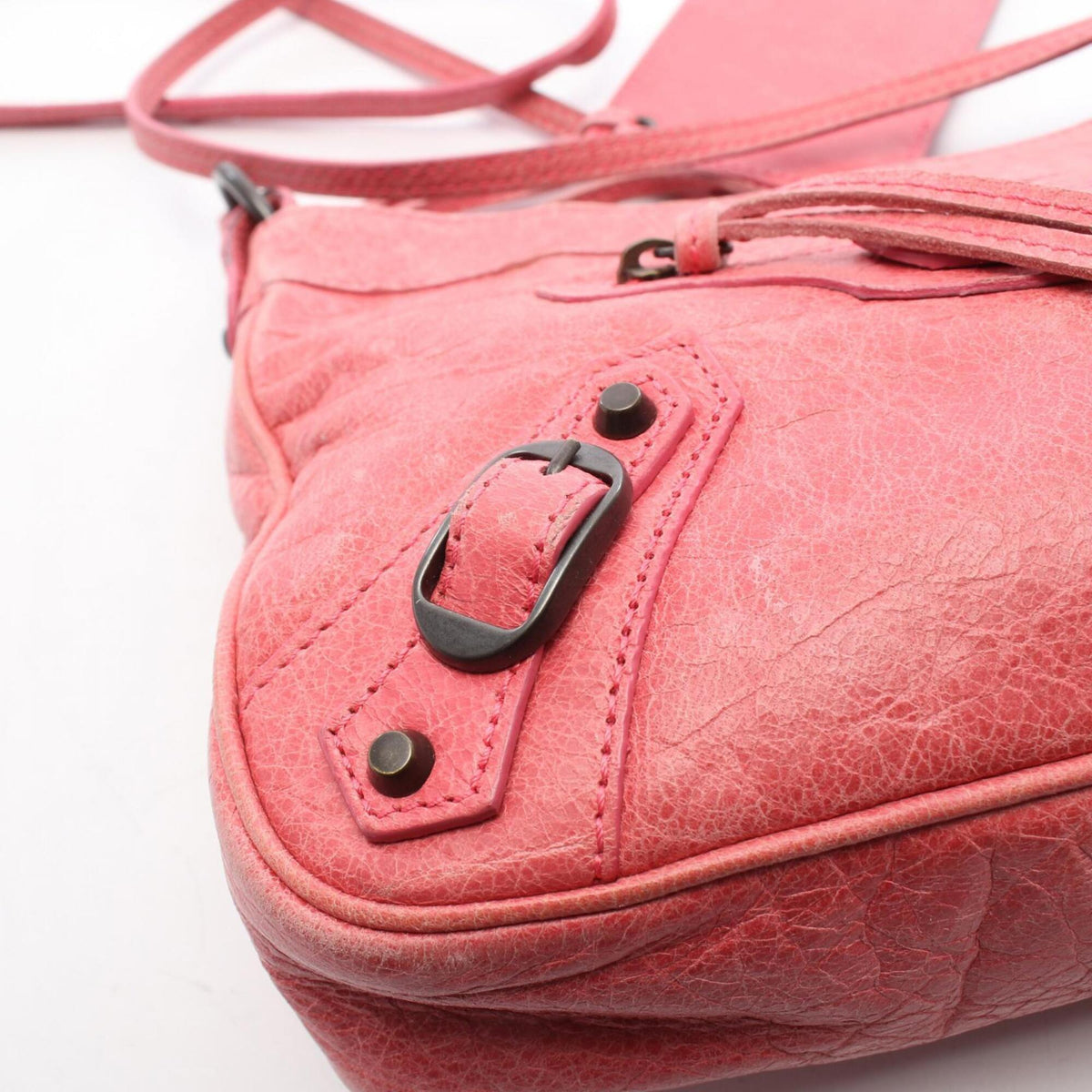 Balenciaga Hip Pink Leather Handbag Shoulder Bag (Pre-Owned)