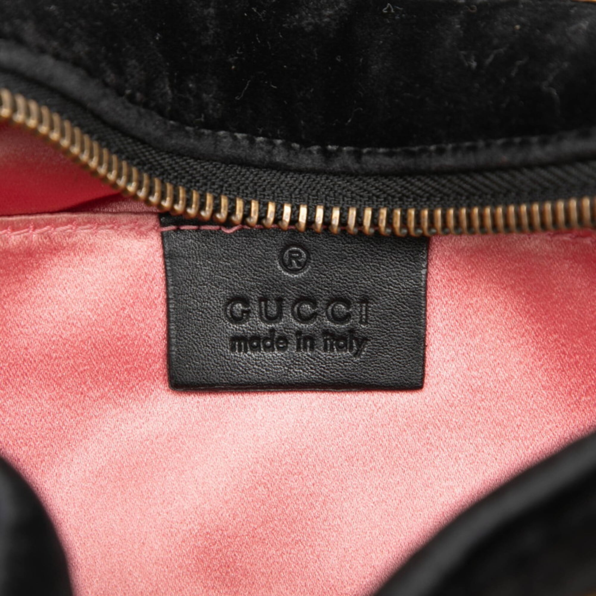 Gucci Black Velvet Leather Shoulder Bag (Pre-Owned)