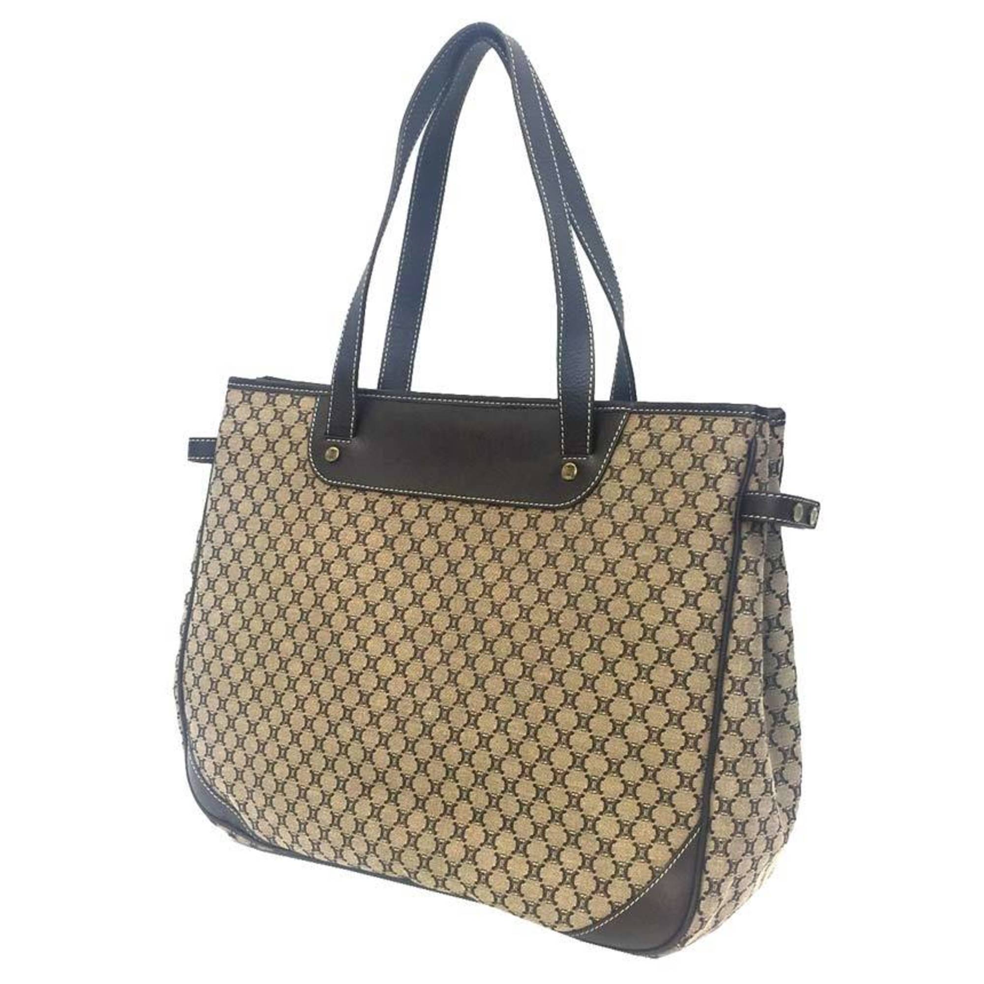 Celine Beige Brown Canvas Leather Tote Bag (Pre-Owned)