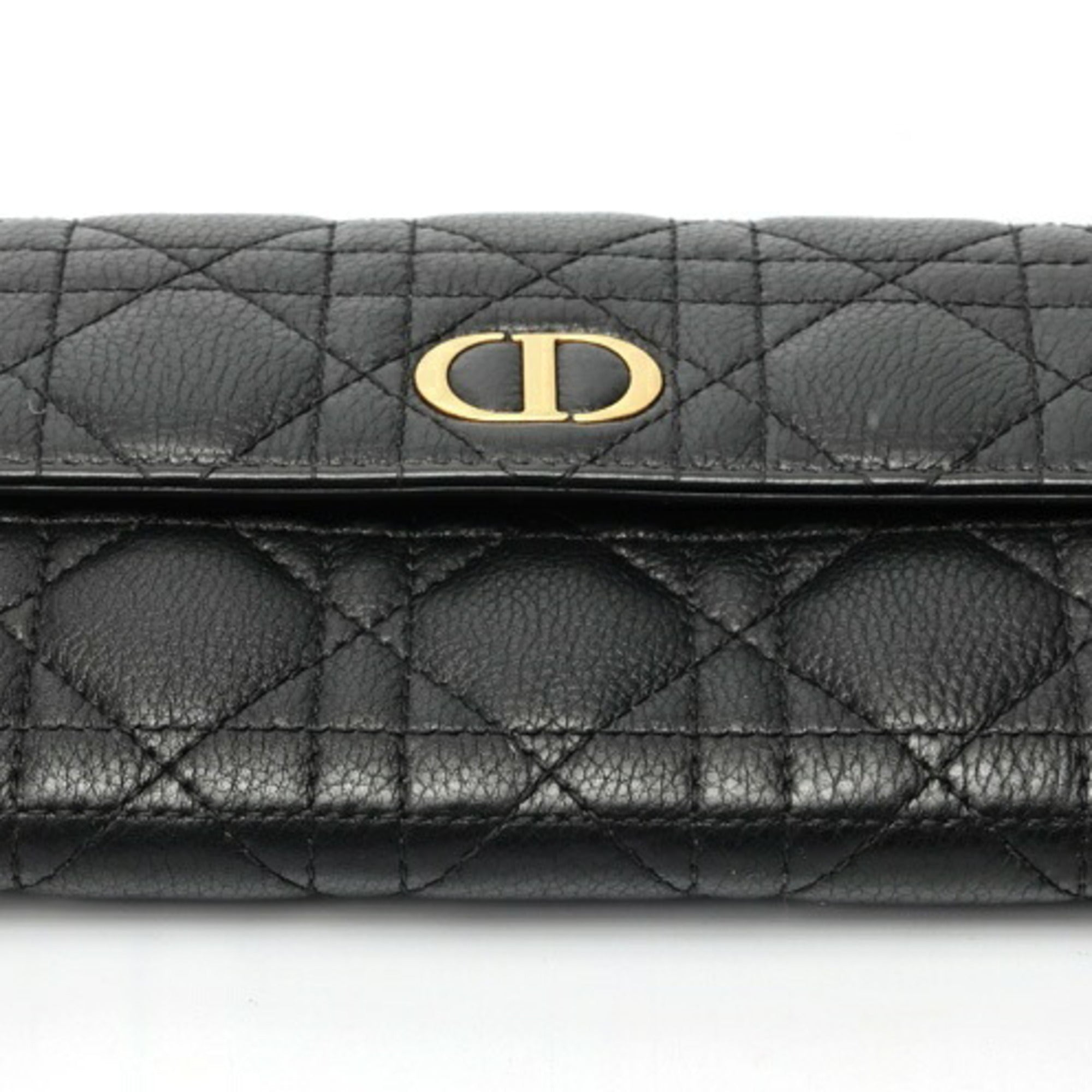 Christian Dior Black Leather Long Wallet (Bi-Fold) (Pre-Owned)