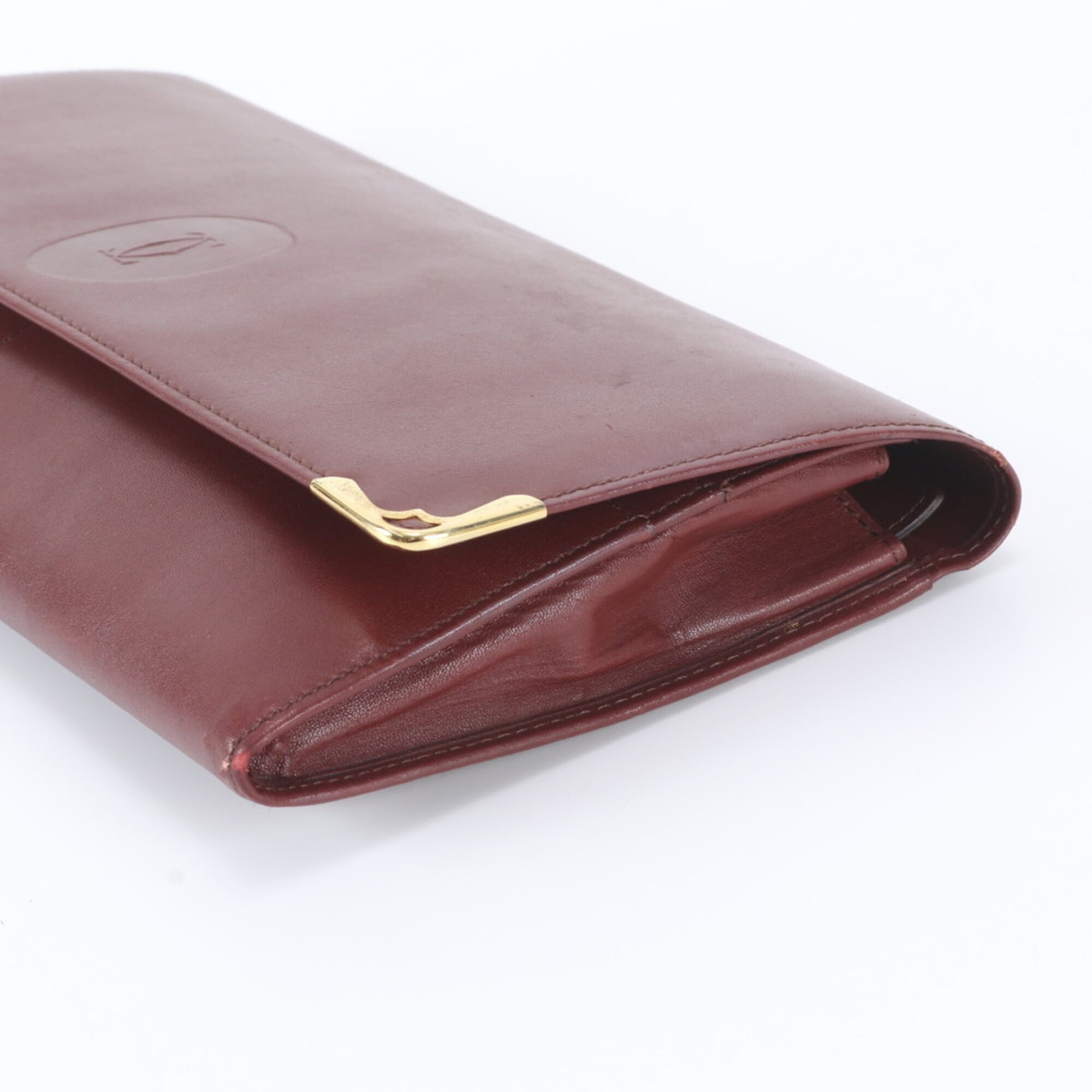 Cartier Bordeaux Leather Clutch Bag Handbag Pouch (Pre-Owned)