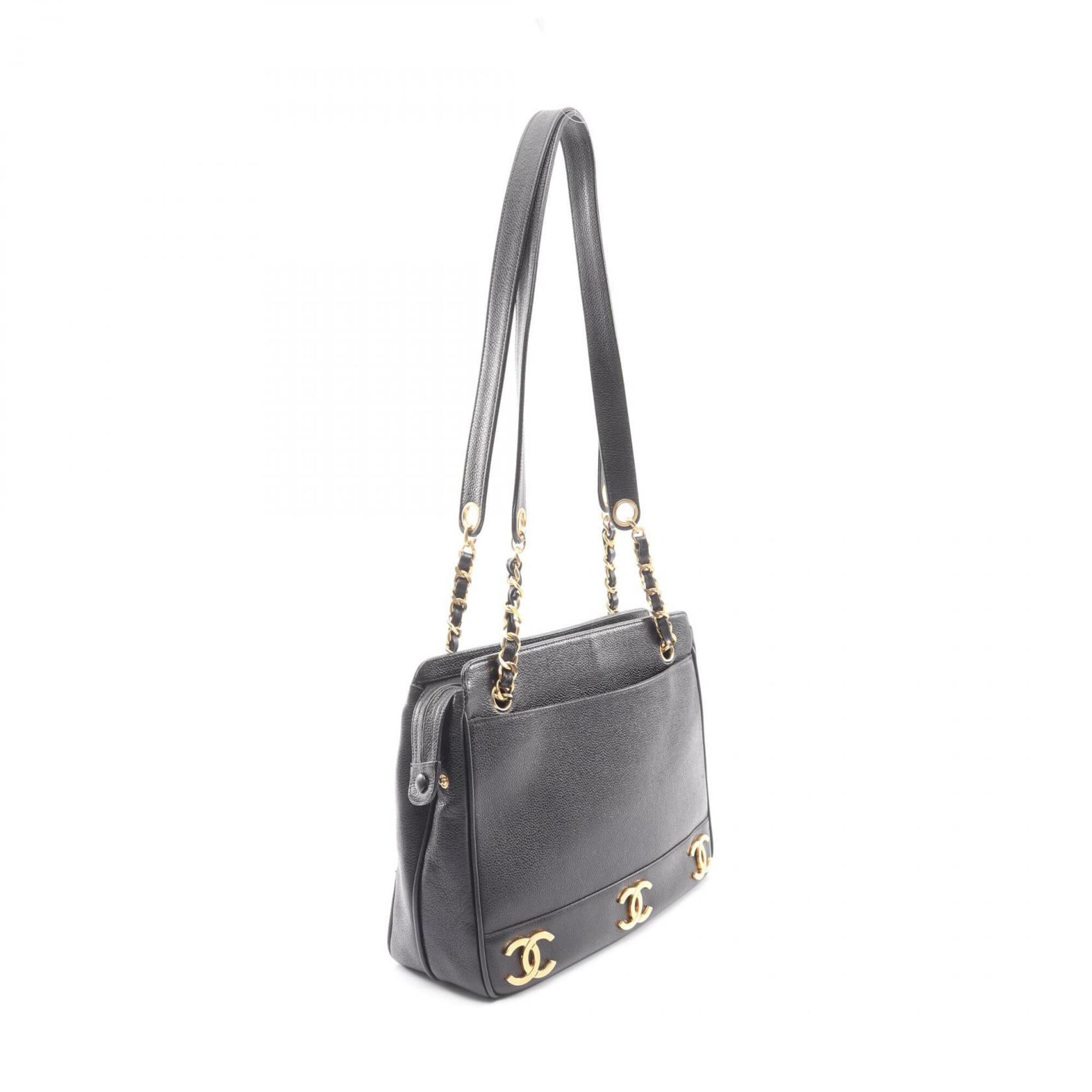 Chanel Black Leather Handbag Tote Bag (Pre-Owned)