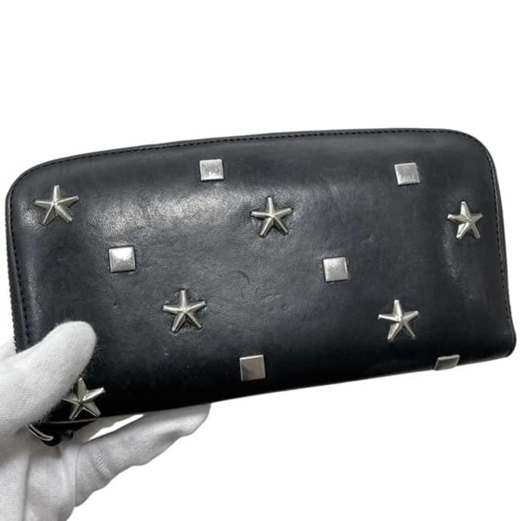 Jimmy Choo Black Leather Long Wallet (Bi-Fold) (Pre-Owned)