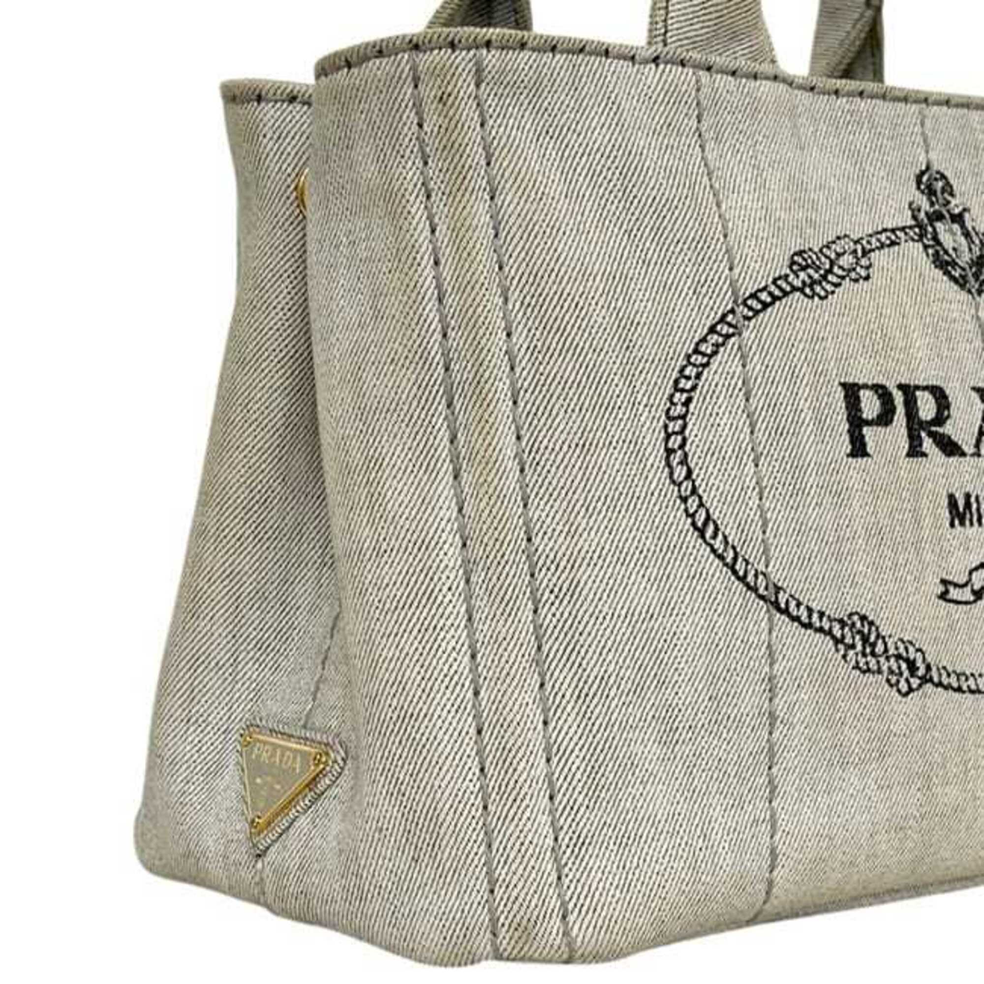 Prada Canapa Gray Canapa Handbag Tote Bag (Pre-Owned)