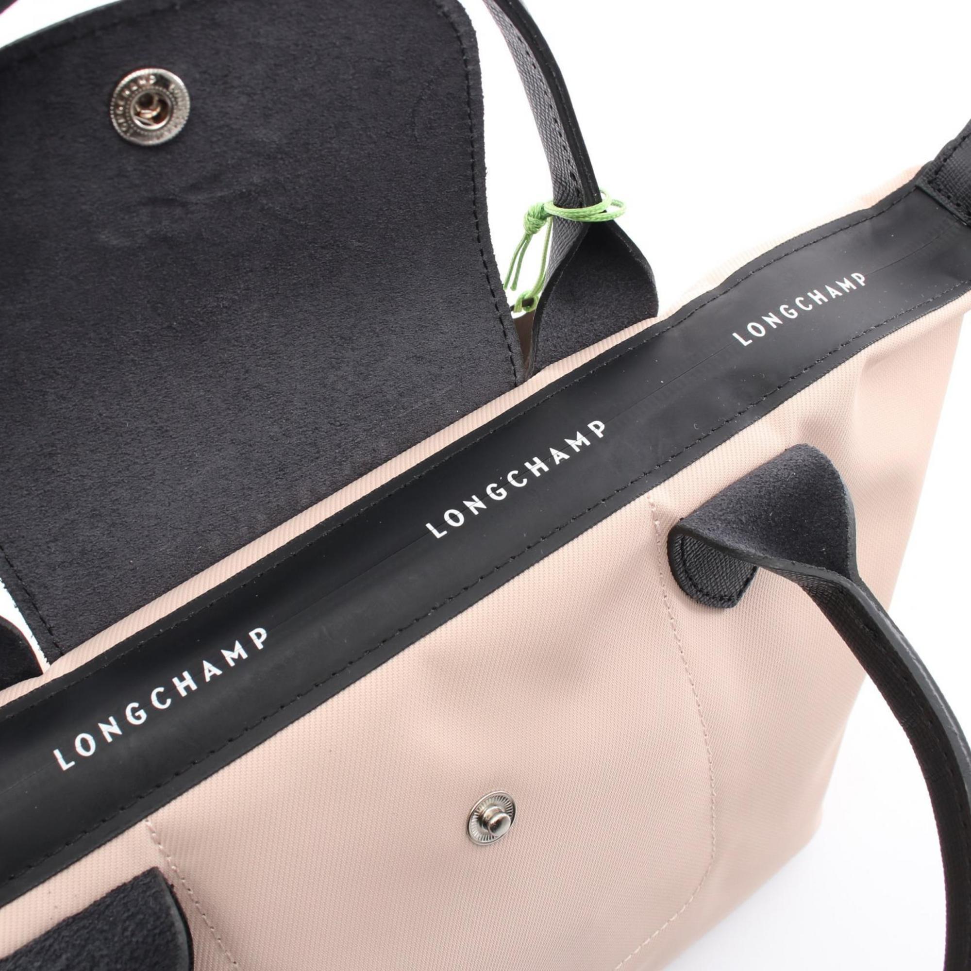 Longchamp Black Pink Canvas Leather Tote Bag (Pre-Owned)