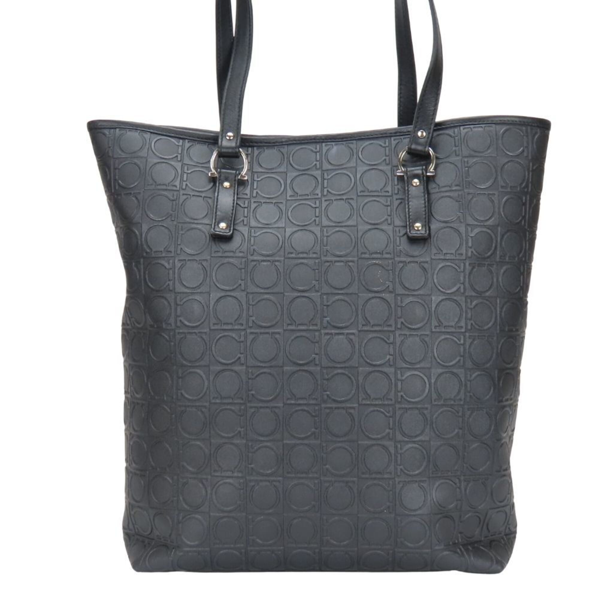 Salvatore Ferragamo Gancini Black Pvc Tote Bag (Pre-Owned)