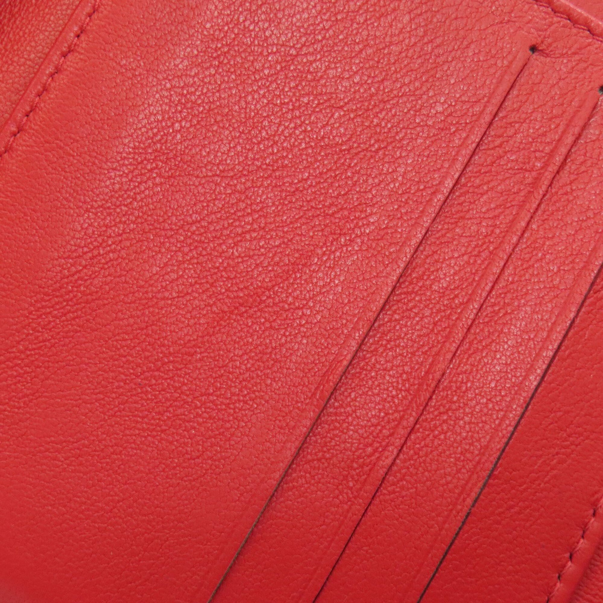 Chanel Red Color Leather Wallet (Bi-Fold) (Pre-Owned)