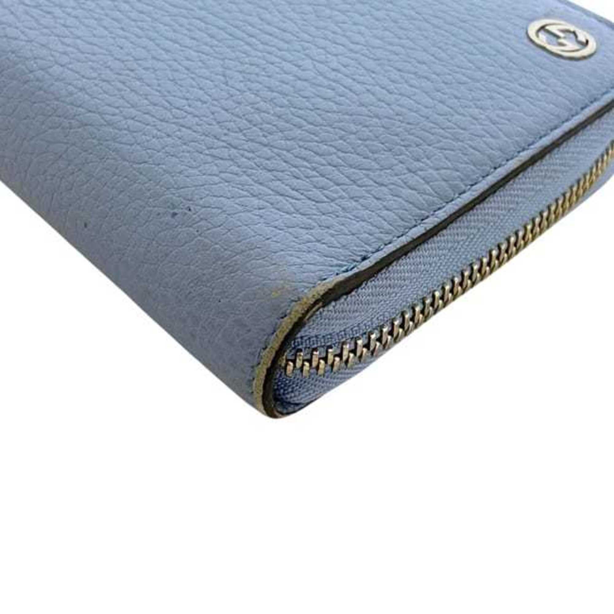 Gucci Light Blue Leather Long Wallet (Bi-Fold) (Pre-Owned)