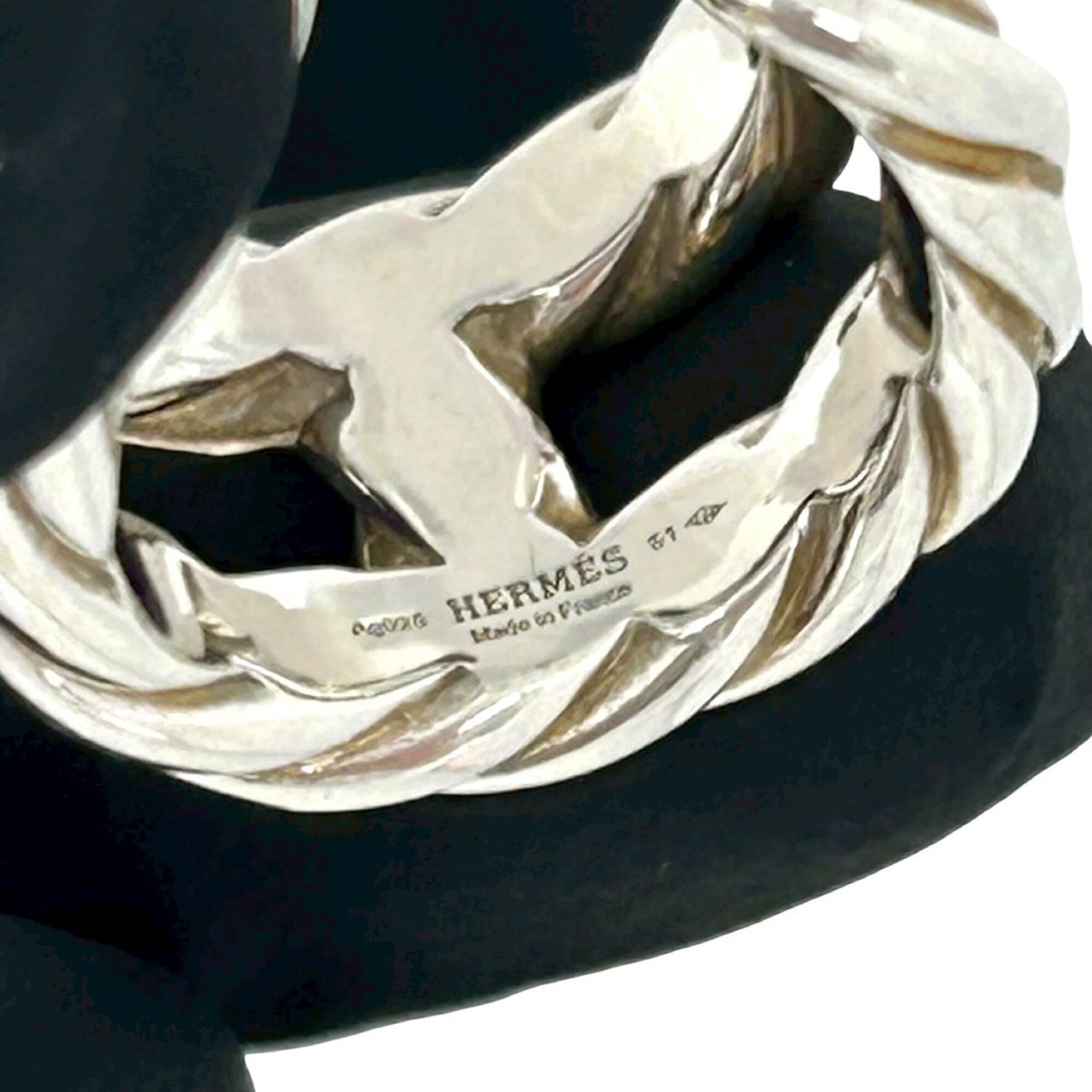 Hermes Silver Silver 925 Band Ring (Pre-Owned)