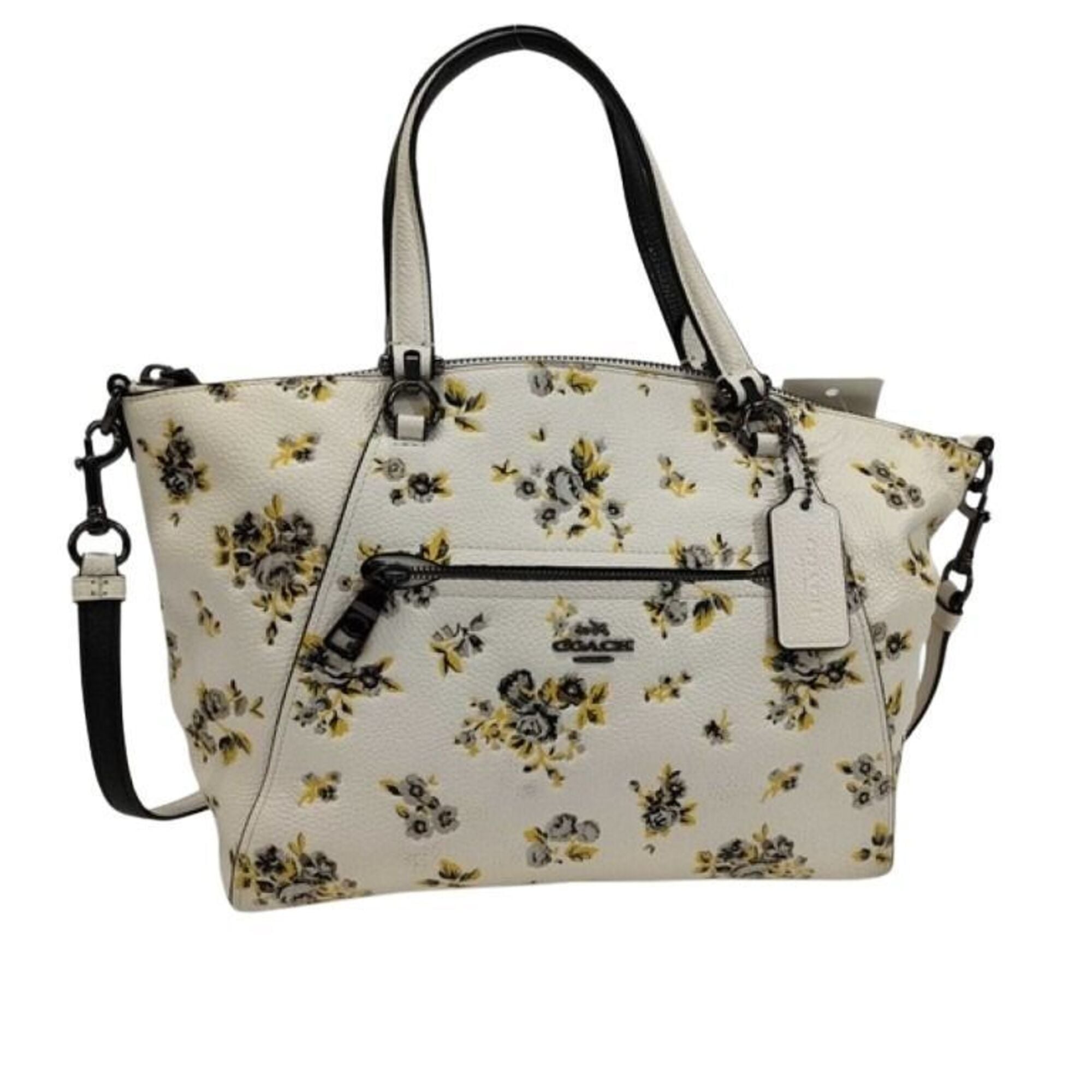 Coach Black White Yellow Leather Handbag Shoulder Bag (Pre-Owned)