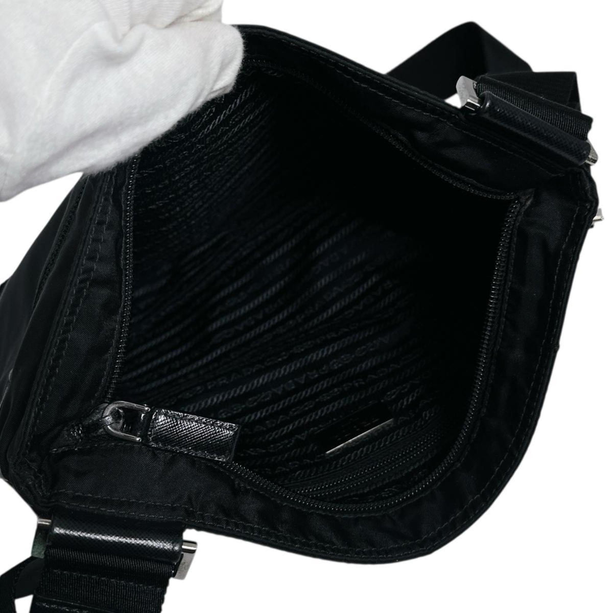 Prada Black Nylon Shoulder Bag Sling Bag (Pre-Owned)