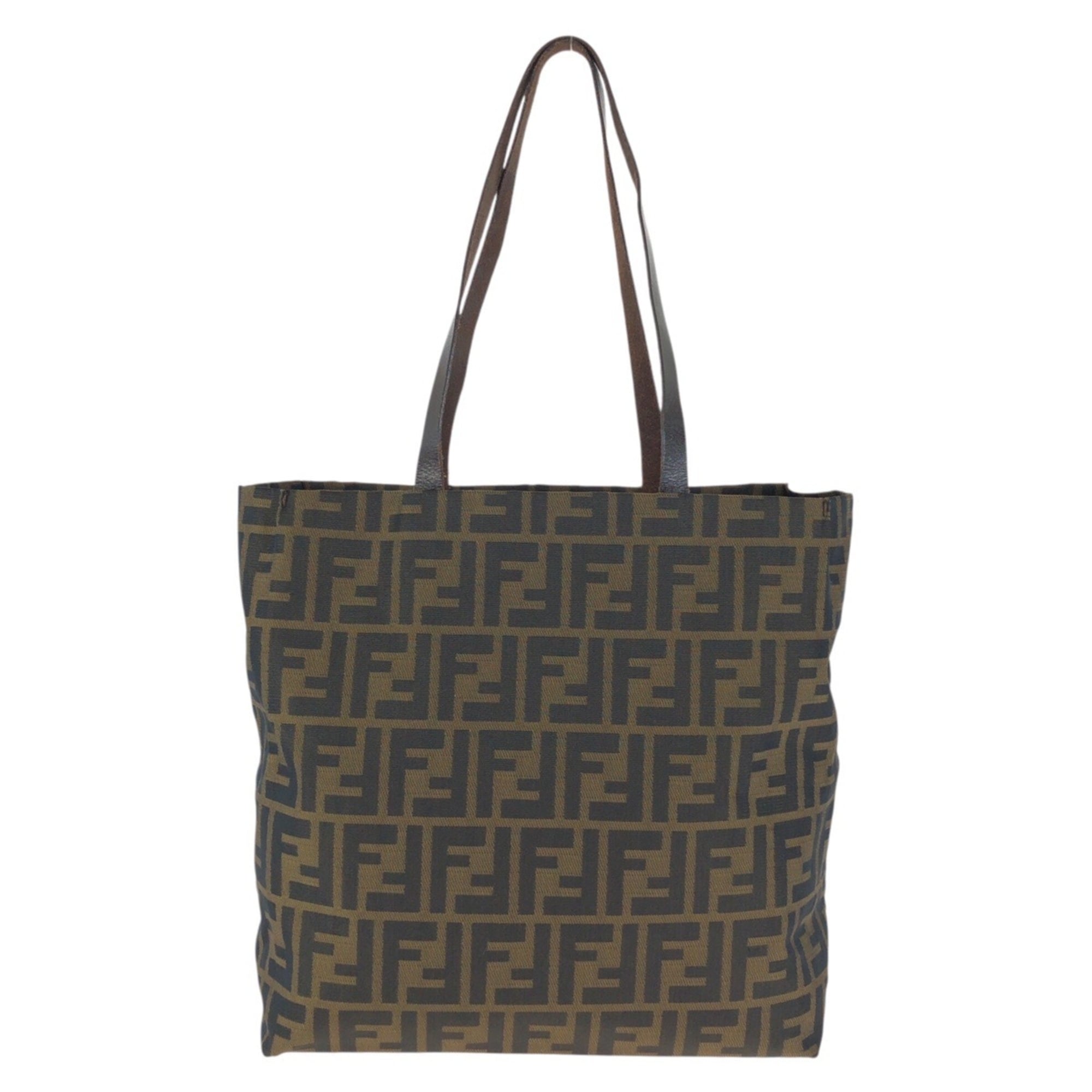 Fendi Brown Nylon Leather Shoulder Bag Tote Bag (Pre-Owned)