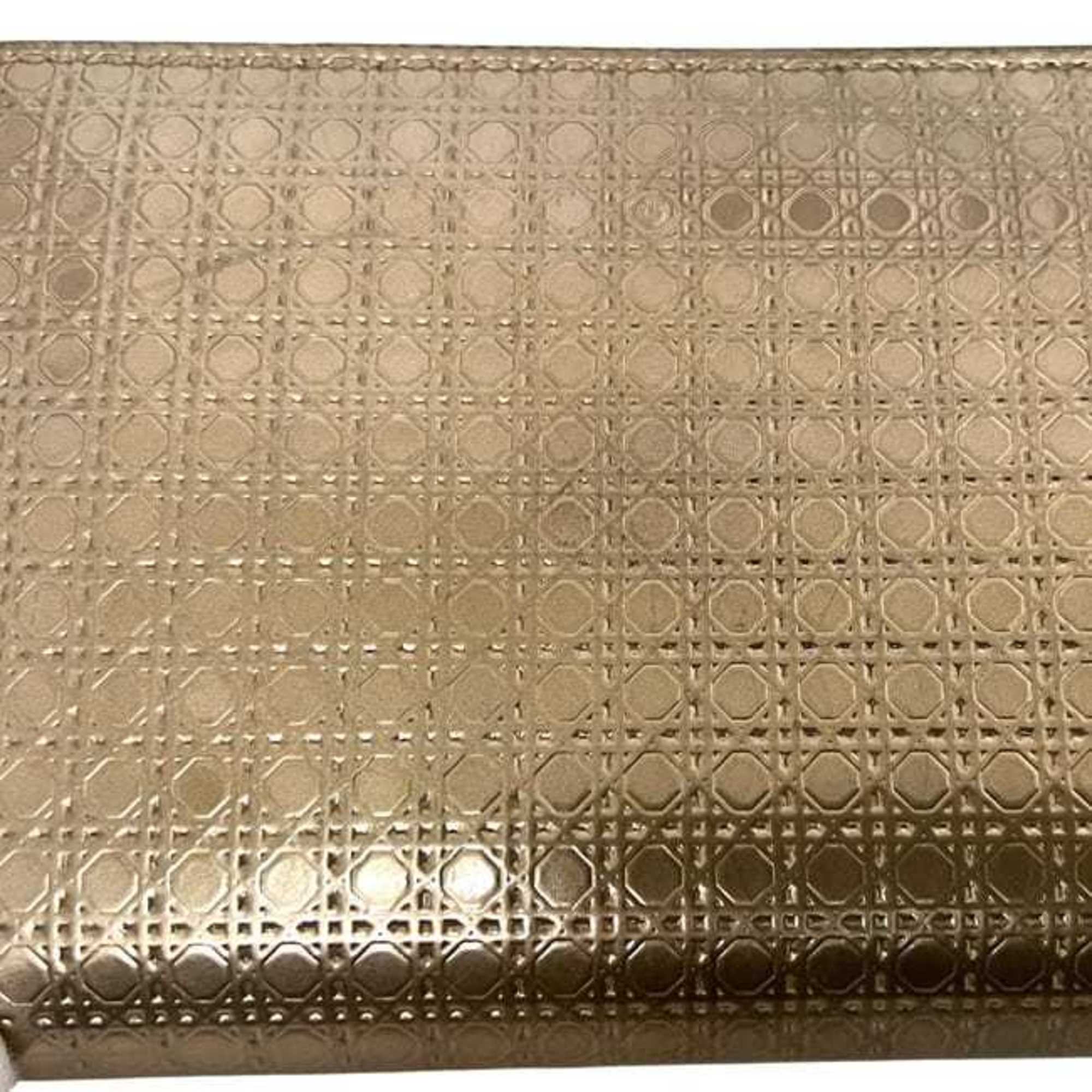 Christian Dior Gold Leather Long Wallet (Bi-Fold) (Pre-Owned)