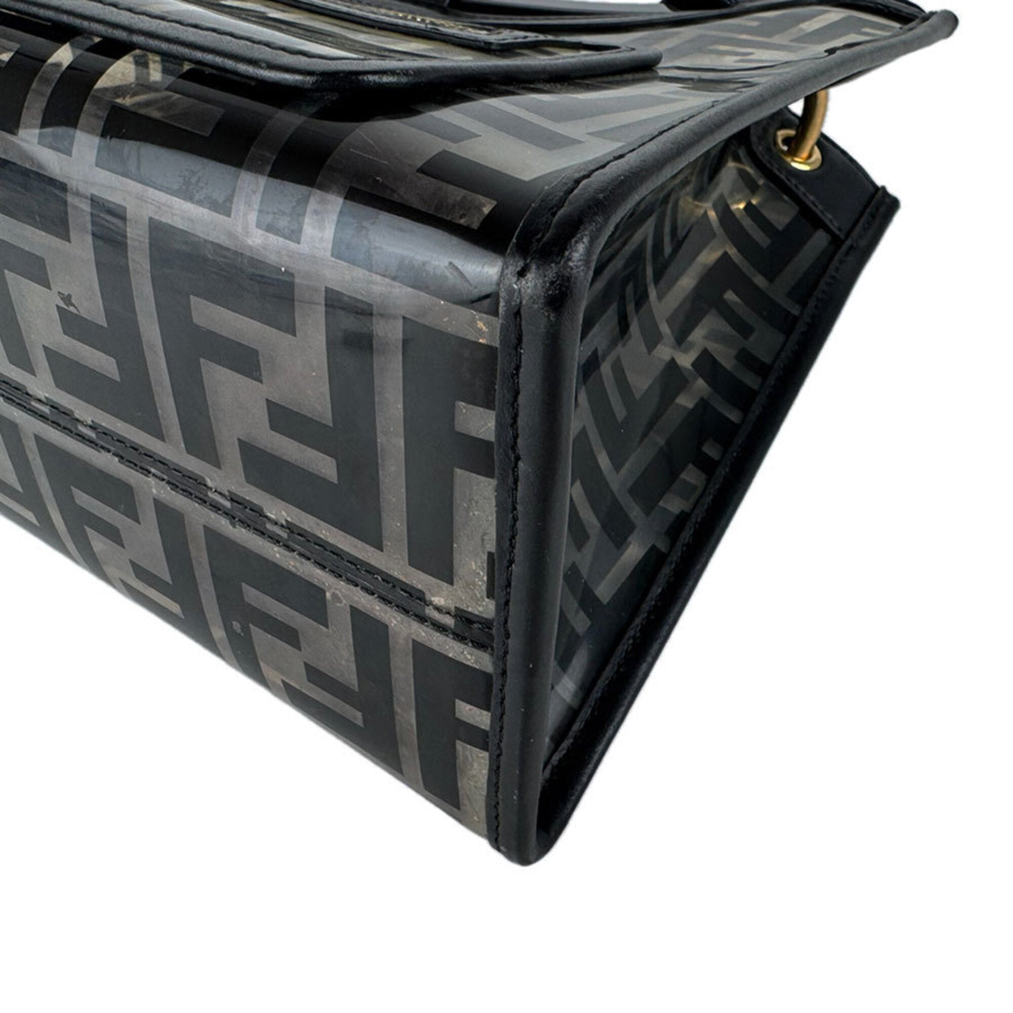 Fendi Black Clear Vinyl Leather Handbag Shoulder Bag (Pre-Owned)