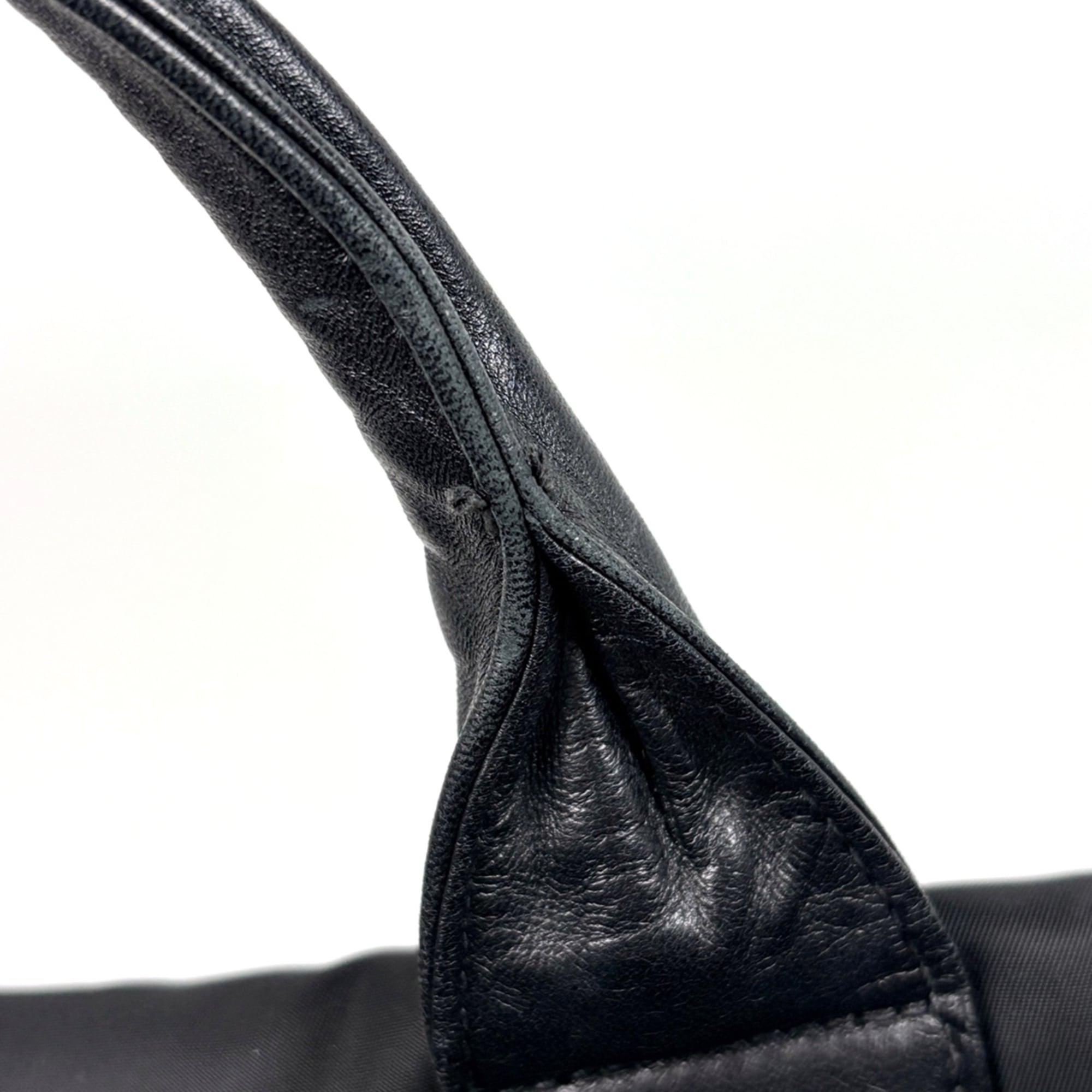 Prada Navy Nero Nylon Leather Handbag (Pre-Owned)