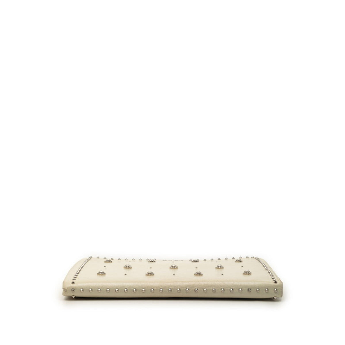 Miu Miu Ivory White Leather Rhinestone Clutch Bag (Pre-Owned)