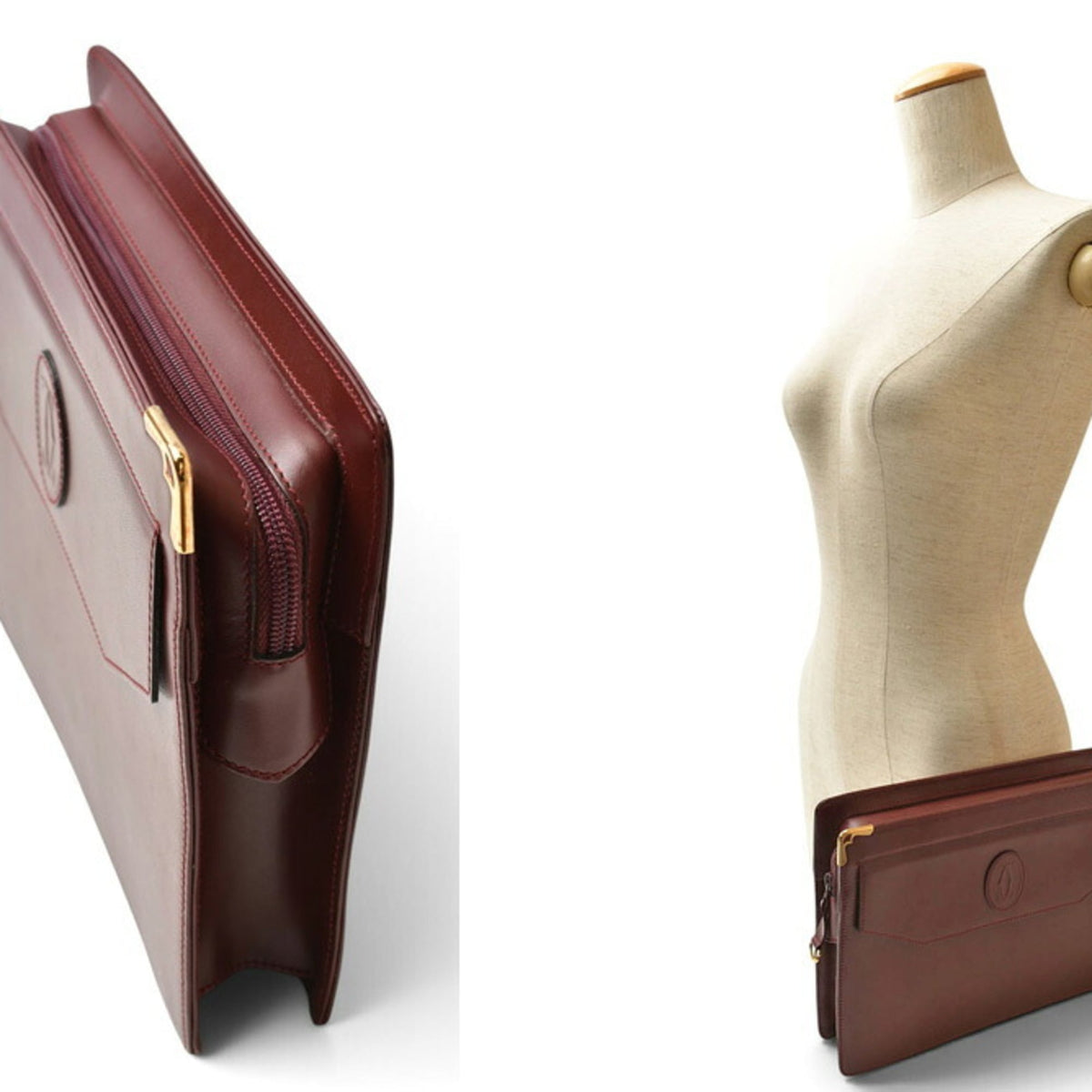 Cartier Bordeaux Leather Clutch Bag (Pre-Owned)