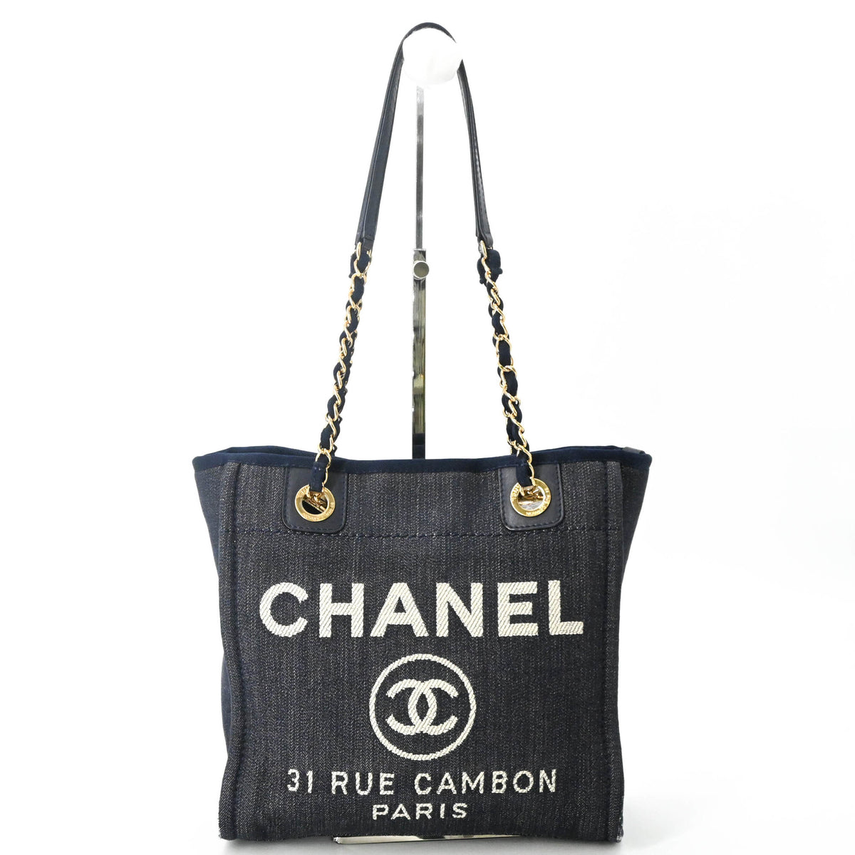 Chanel Deauville Navy Canvas Tote Bag (Pre-Owned)