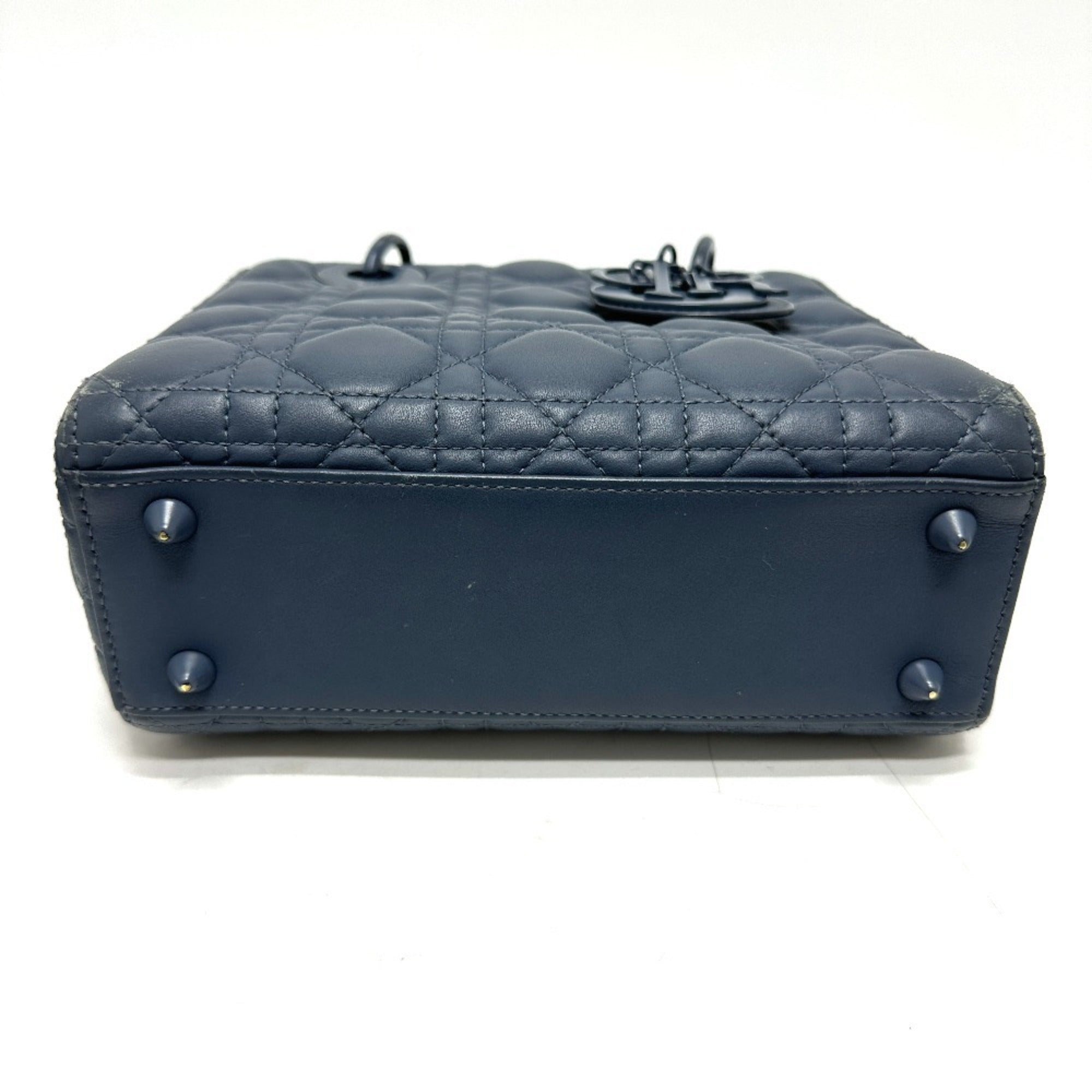 Christian Dior Blue Leather Handbag Shoulder Bag (Pre-Owned)