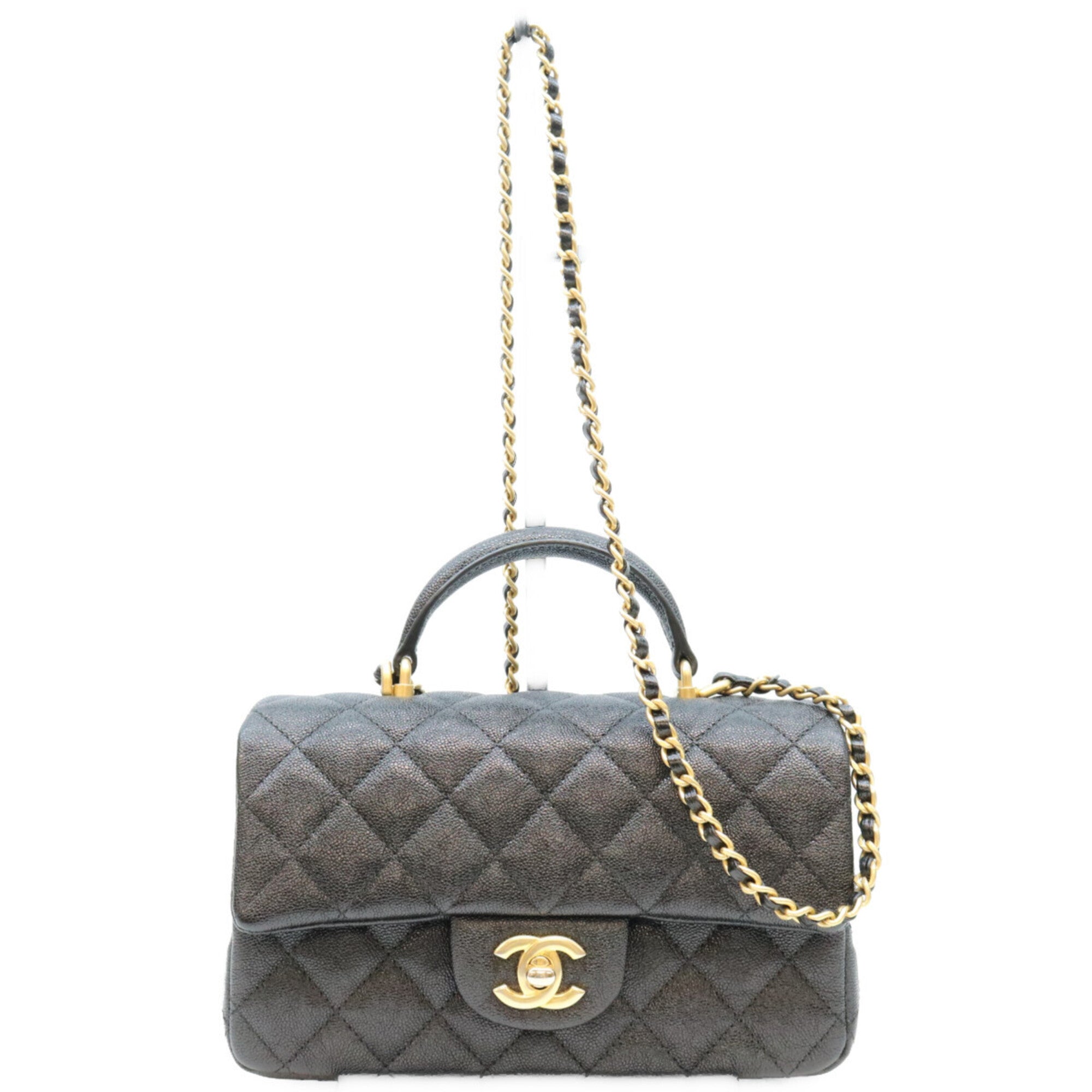 Chanel Black Grained Calfskin Shoulder Bag (Pre-Owned)