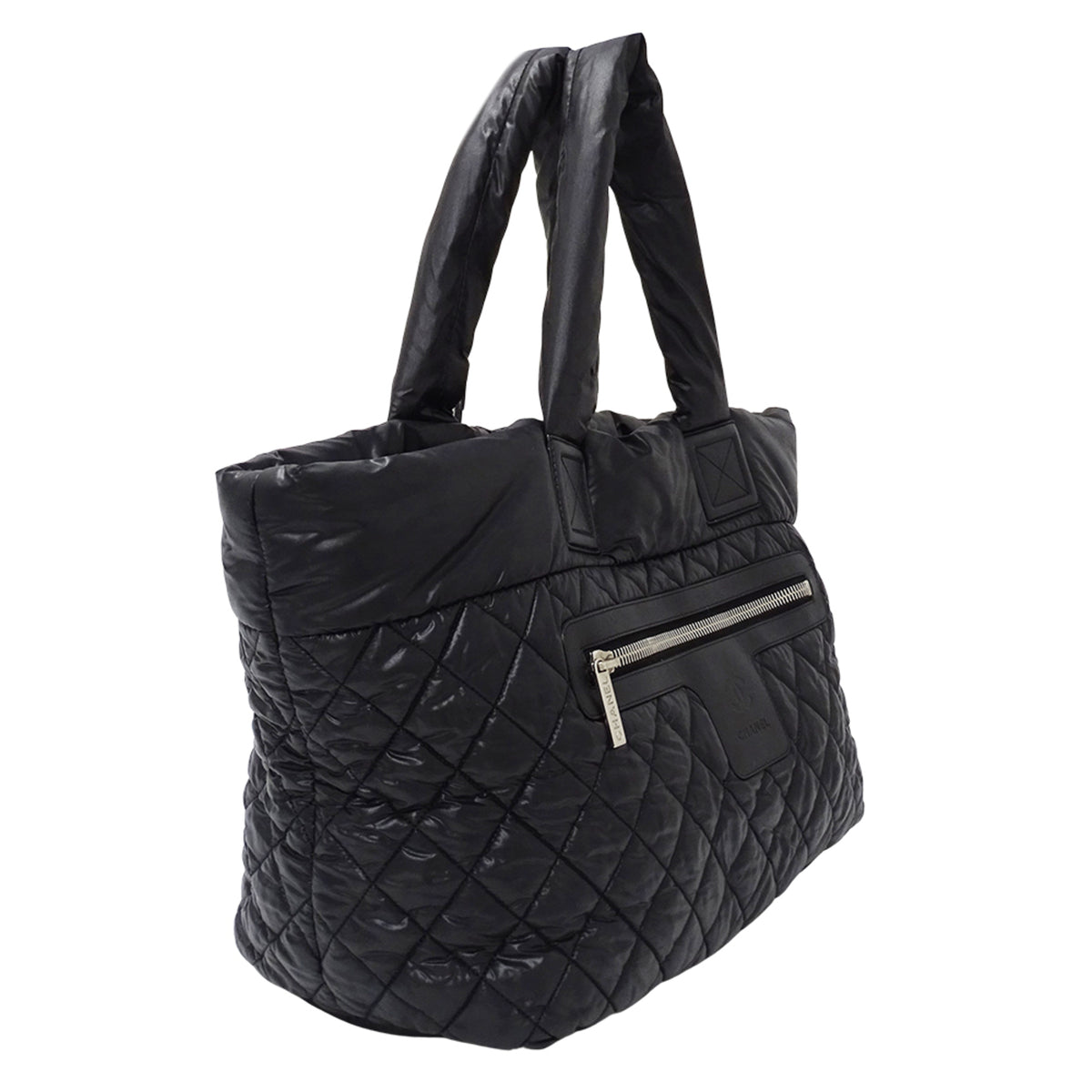 Chanel Black Nylon Handbag Tote Bag (Pre-Owned)