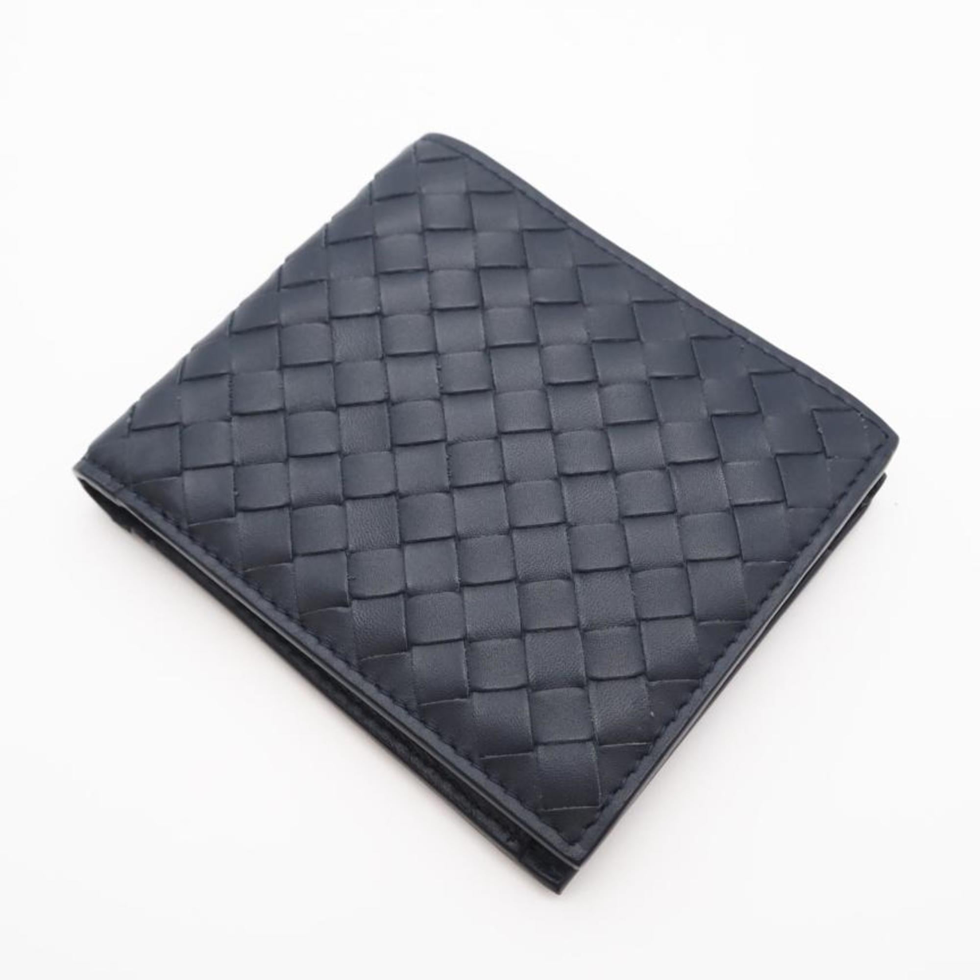 Bottega Veneta Navy Intrecciato Leather Wallet (Bi-Fold) (Pre-Owned)