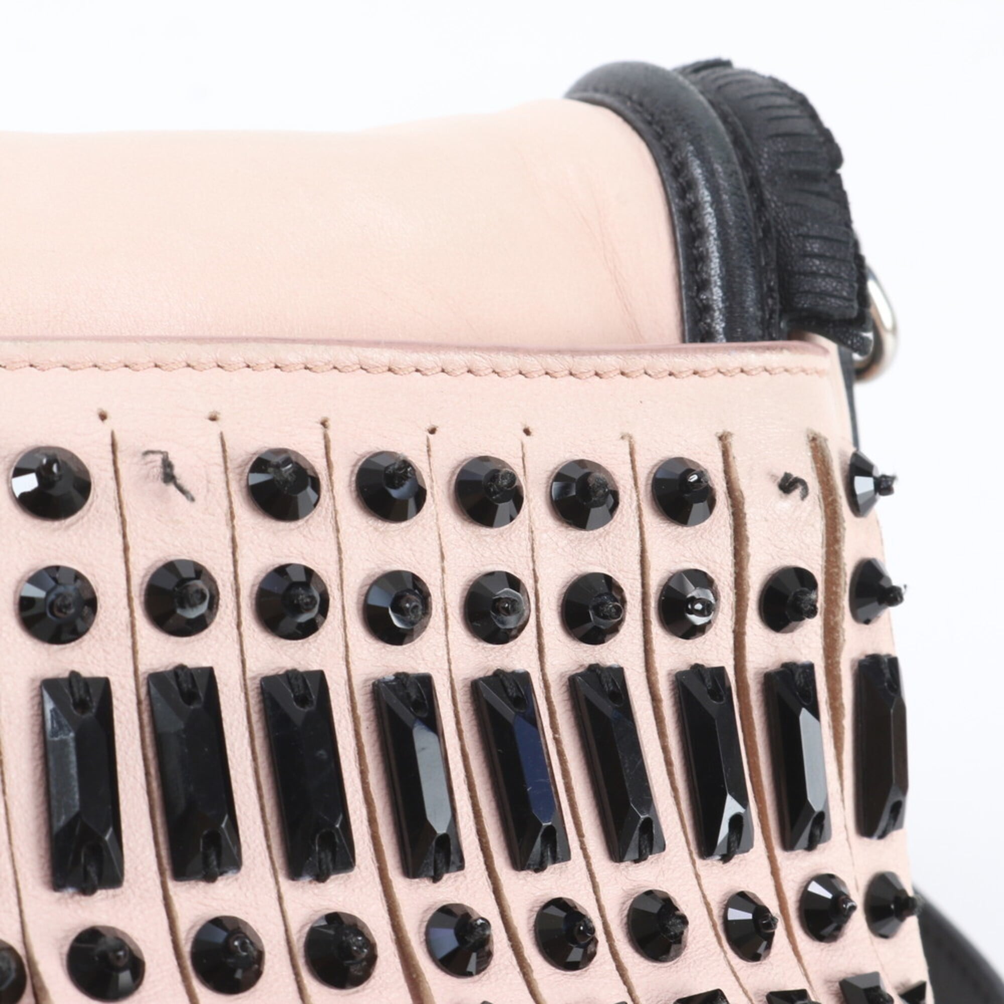Prada Baby Pink Black Leather Shoulder Bag (Pre-Owned)
