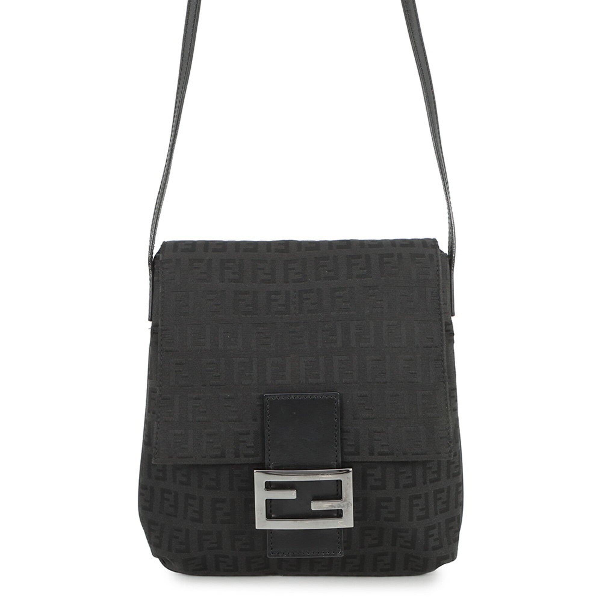Fendi Black Zucchino Handbag Shoulder Bag (Pre-Owned)