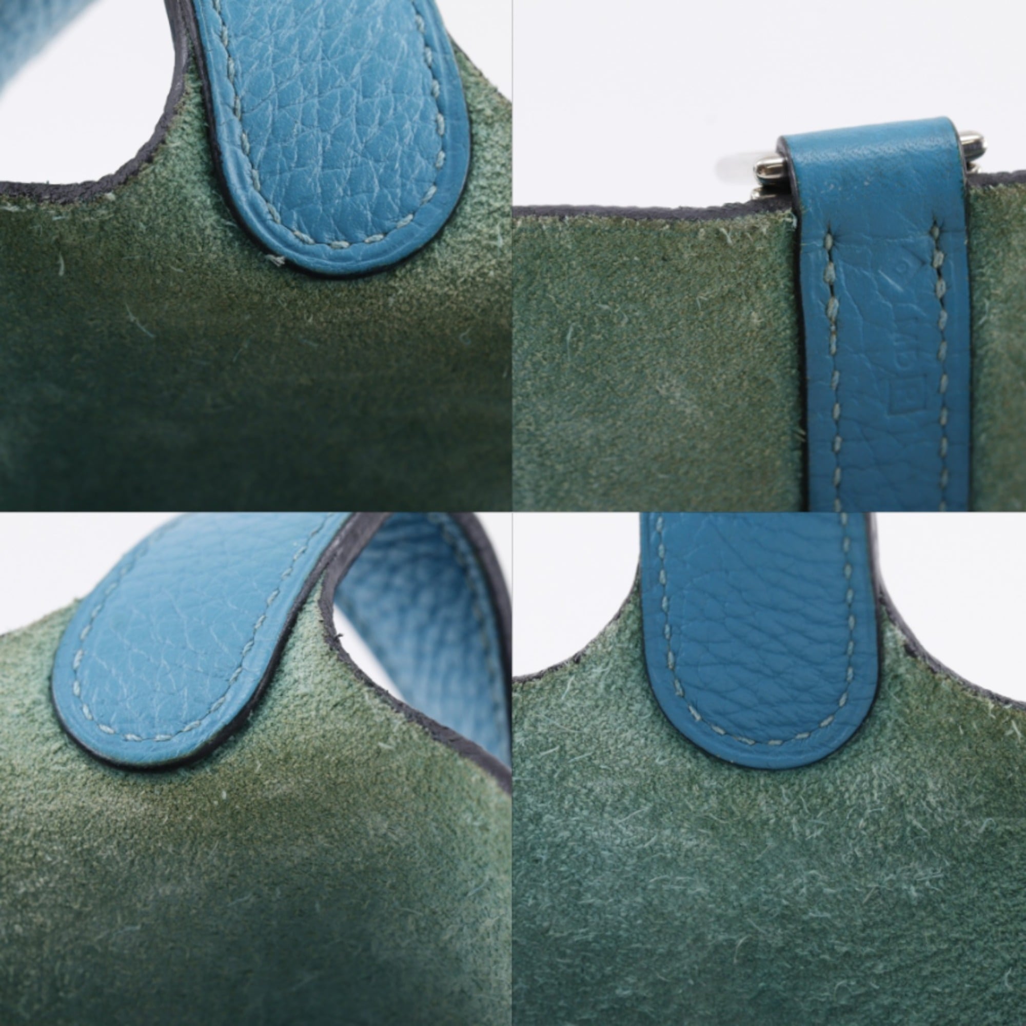 Hermes Blue Green Taurillon Clemence Leather Handbag (Pre-Owned)