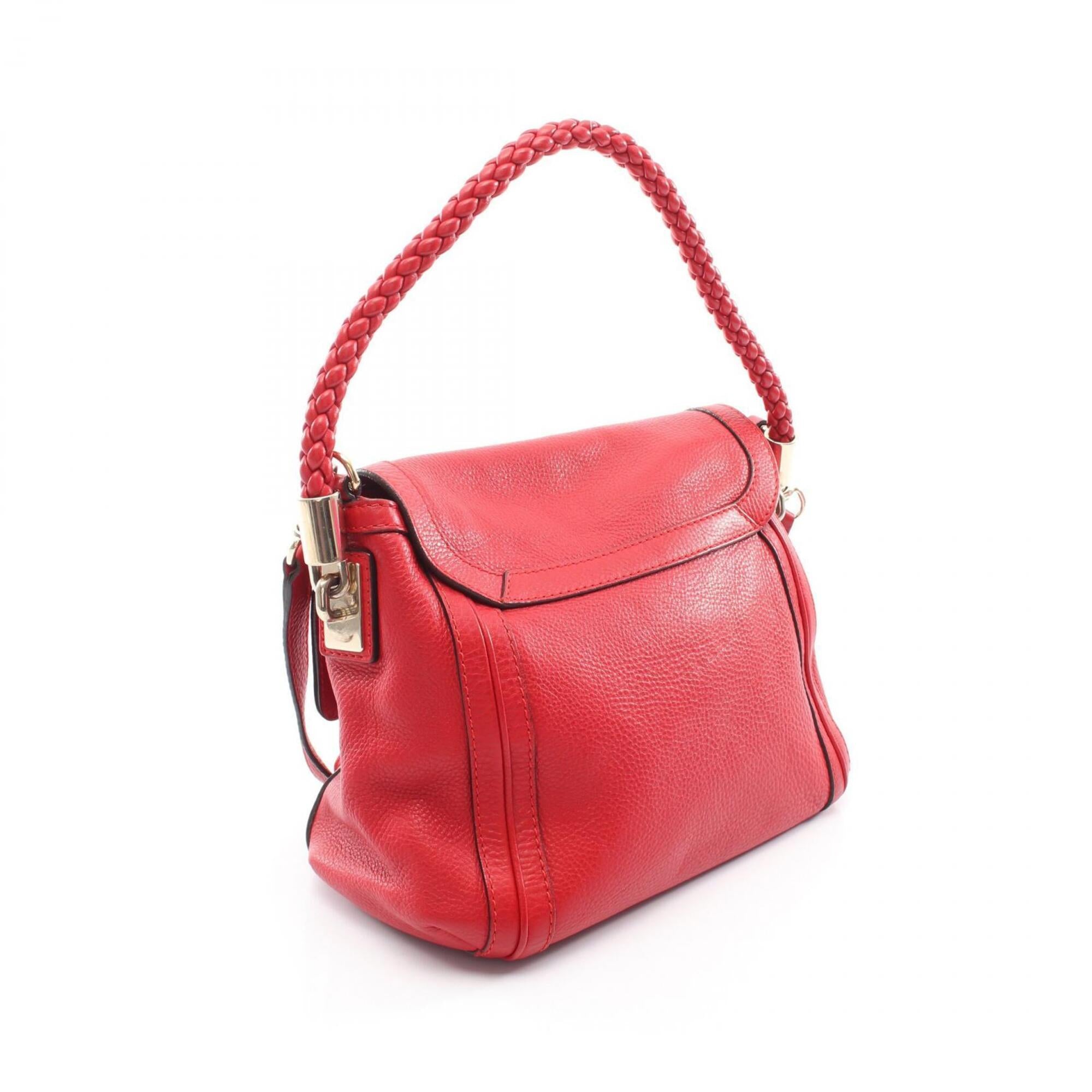 Gucci Red Color Leather Handbag Shoulder Bag (Pre-Owned)