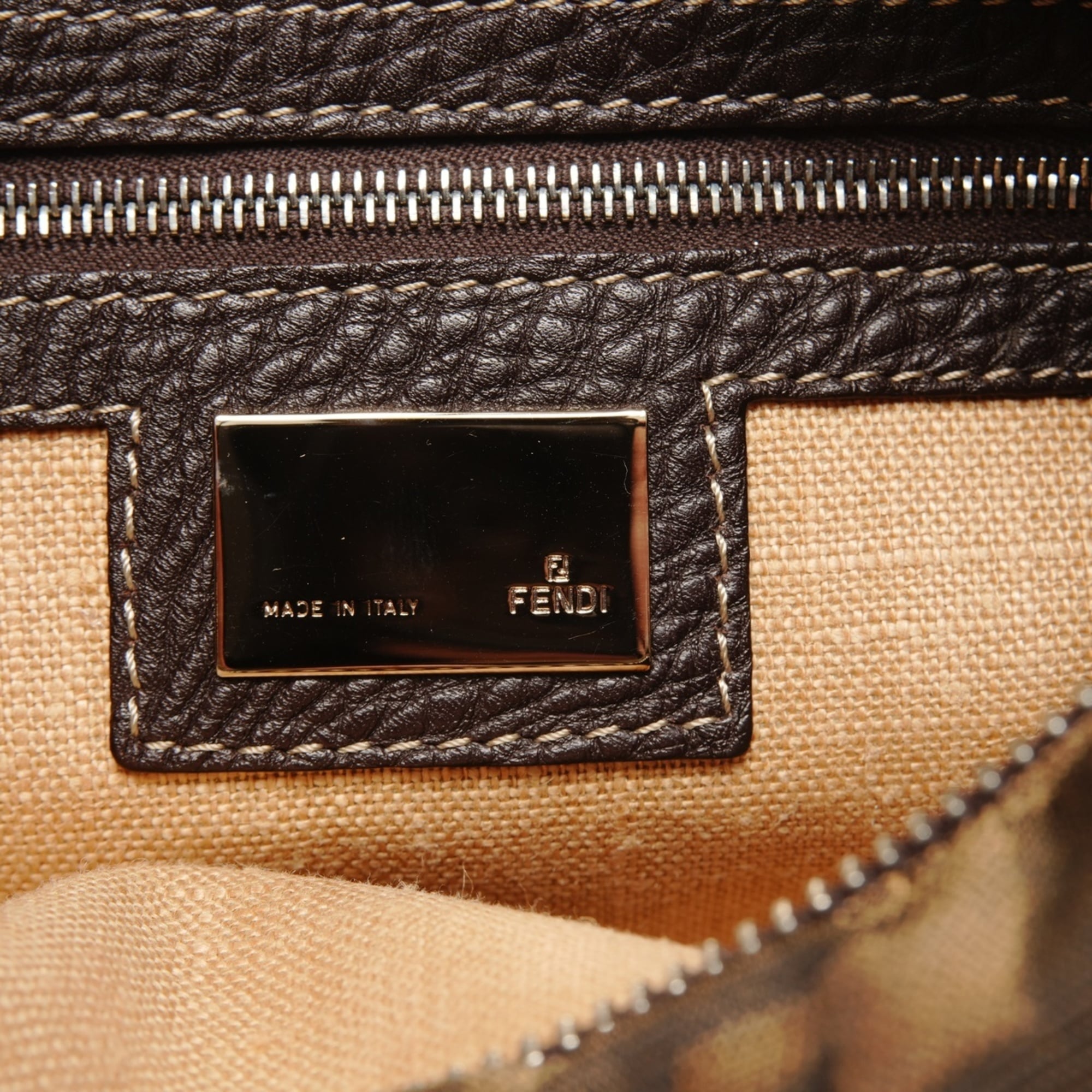 Fendi Zucca Brown Canvas Shoulder Bag (Pre-Owned)