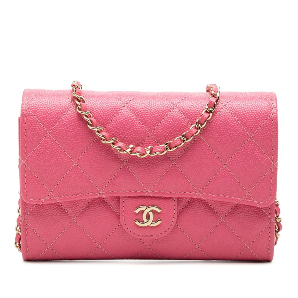 Chanel Pink Grained Calfskin Shoulder Bag (Pre-Owned)