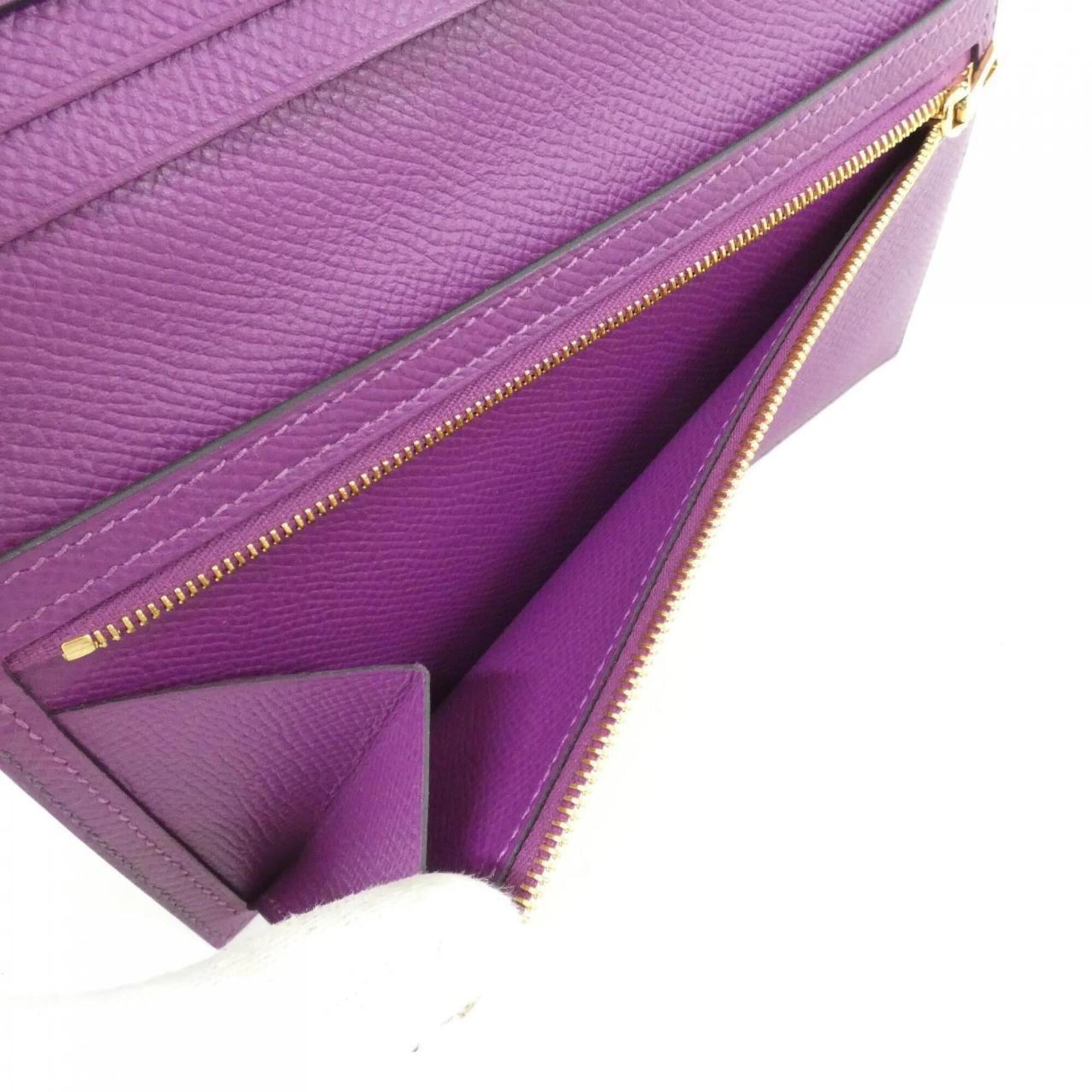 Hermes Anemone Purple Epsom Leather Long Wallet (Bi-Fold) (Pre-Owned)