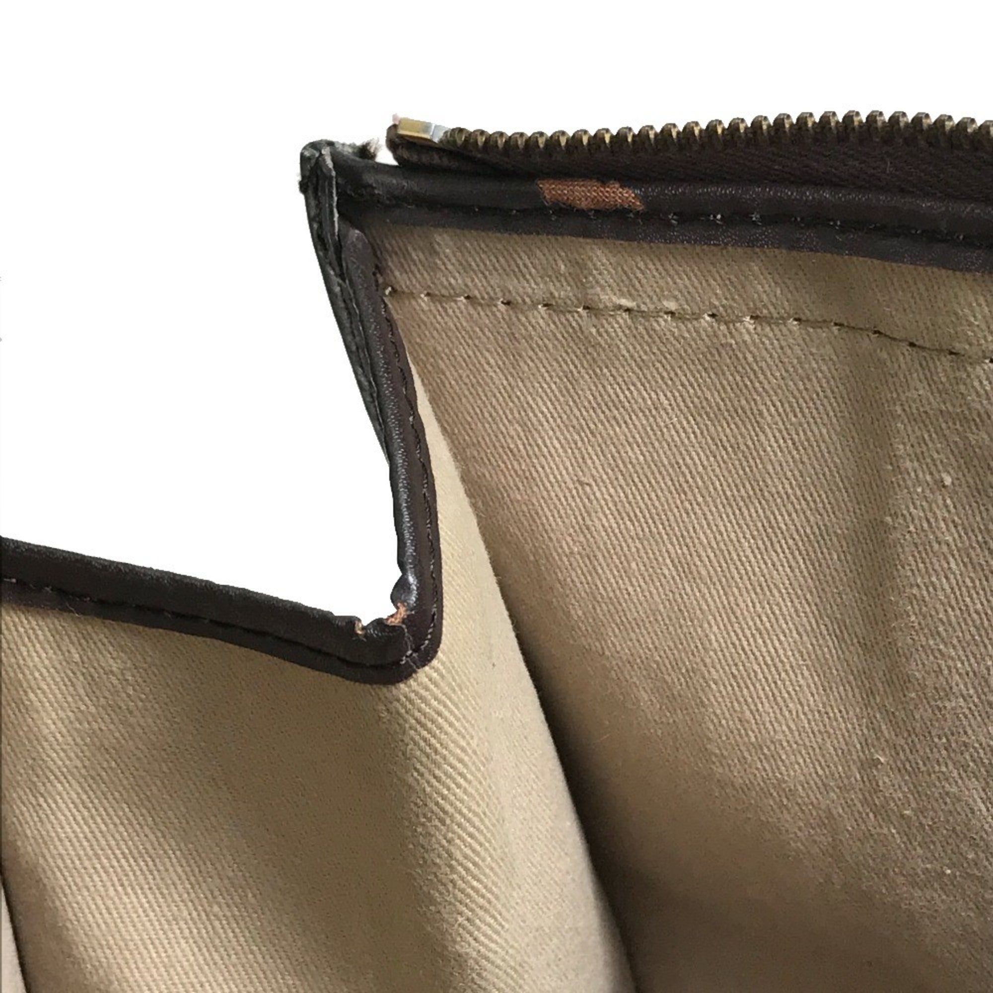 Christian Dior Beige Brown Leather Canvas Shoulder Bag (Pre-Owned)