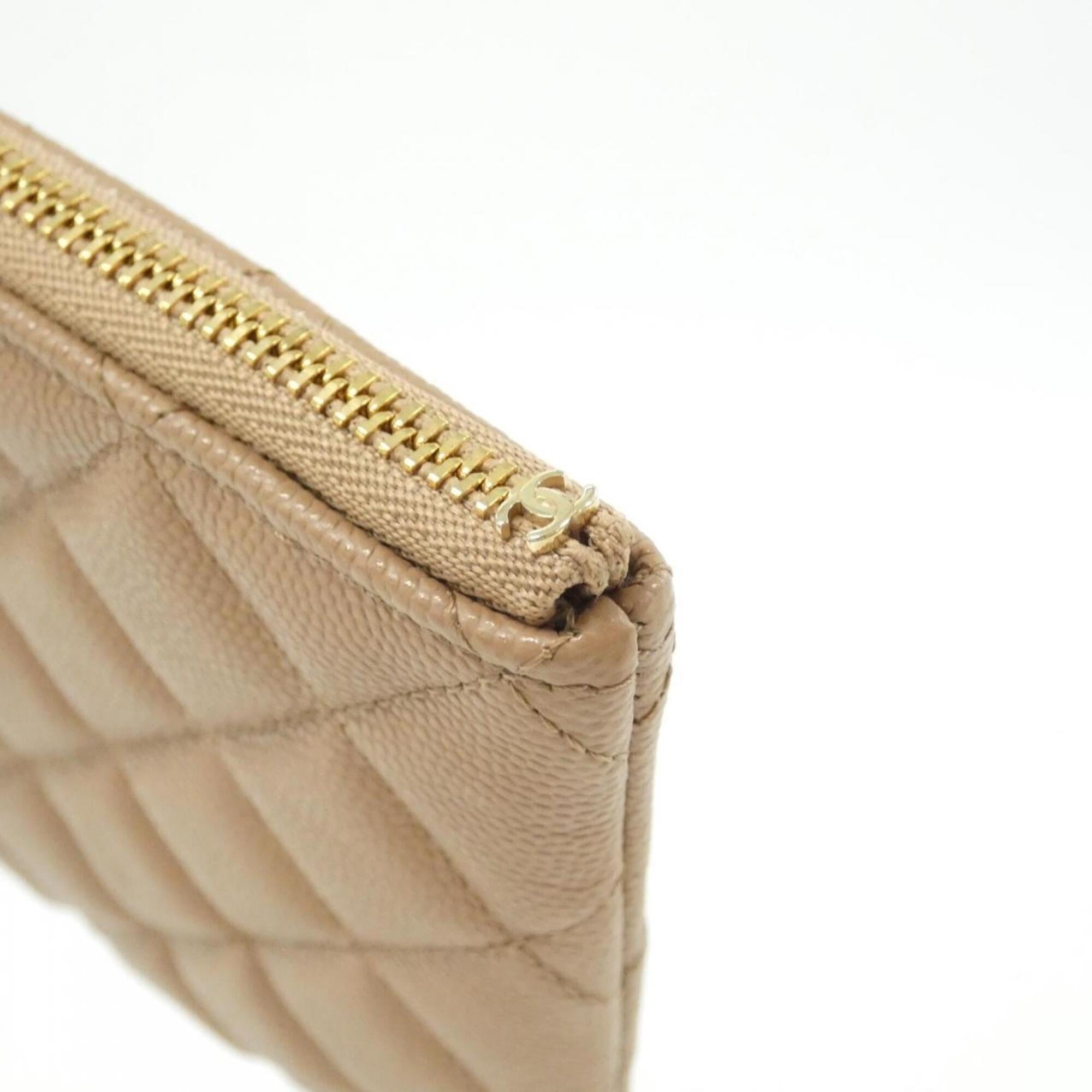 Chanel Beige Grained Calfskin Handbag Pouch (Pre-Owned)