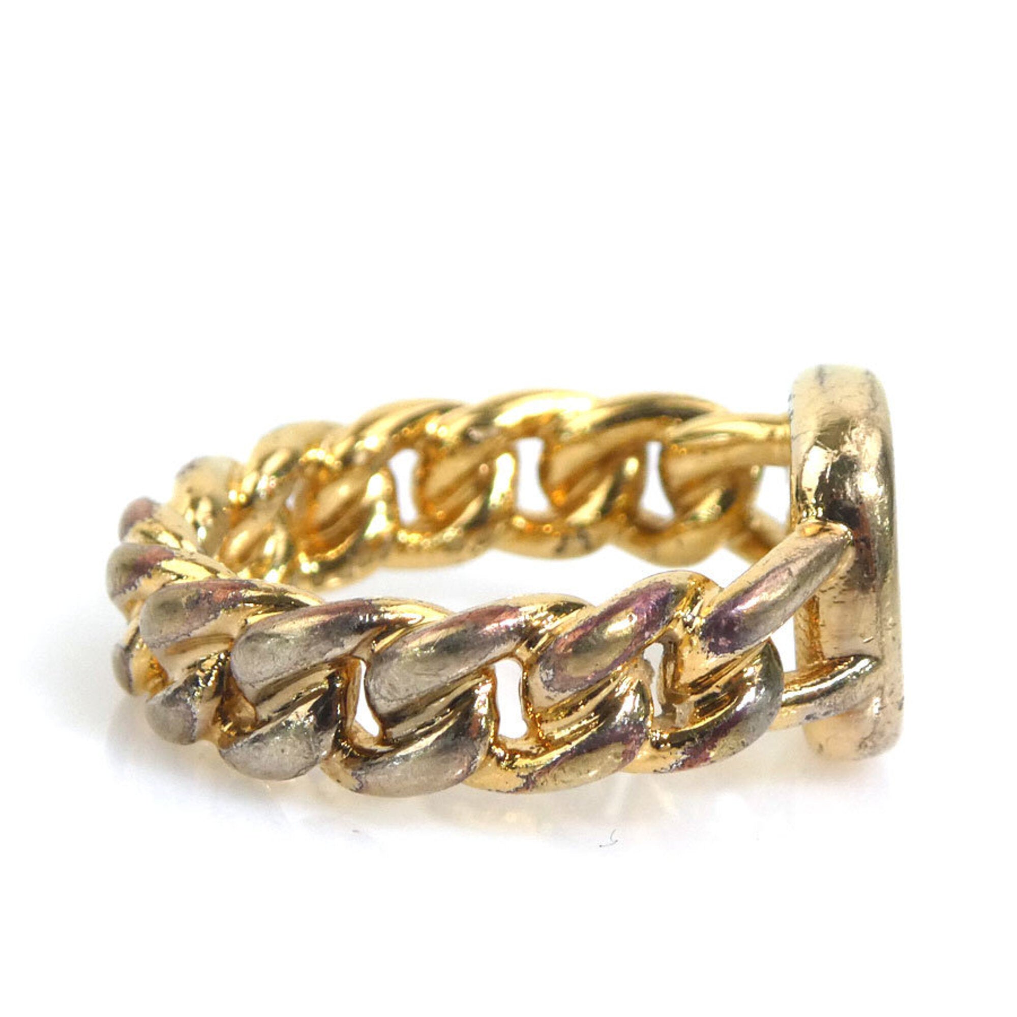 Louis Vuitton Gold Silver Metal Band Ring (Pre-Owned)