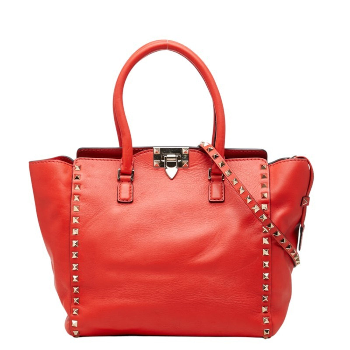 Valentino Red Color Leather Handbag Shoulder Bag (Pre-Owned)