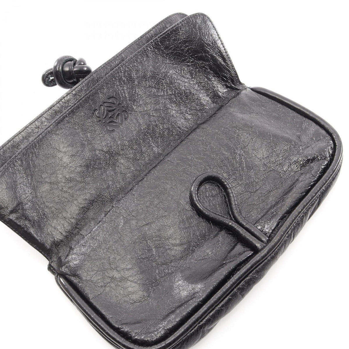 Loewe Black Leather Clutch Bag Handbag (Pre-Owned)