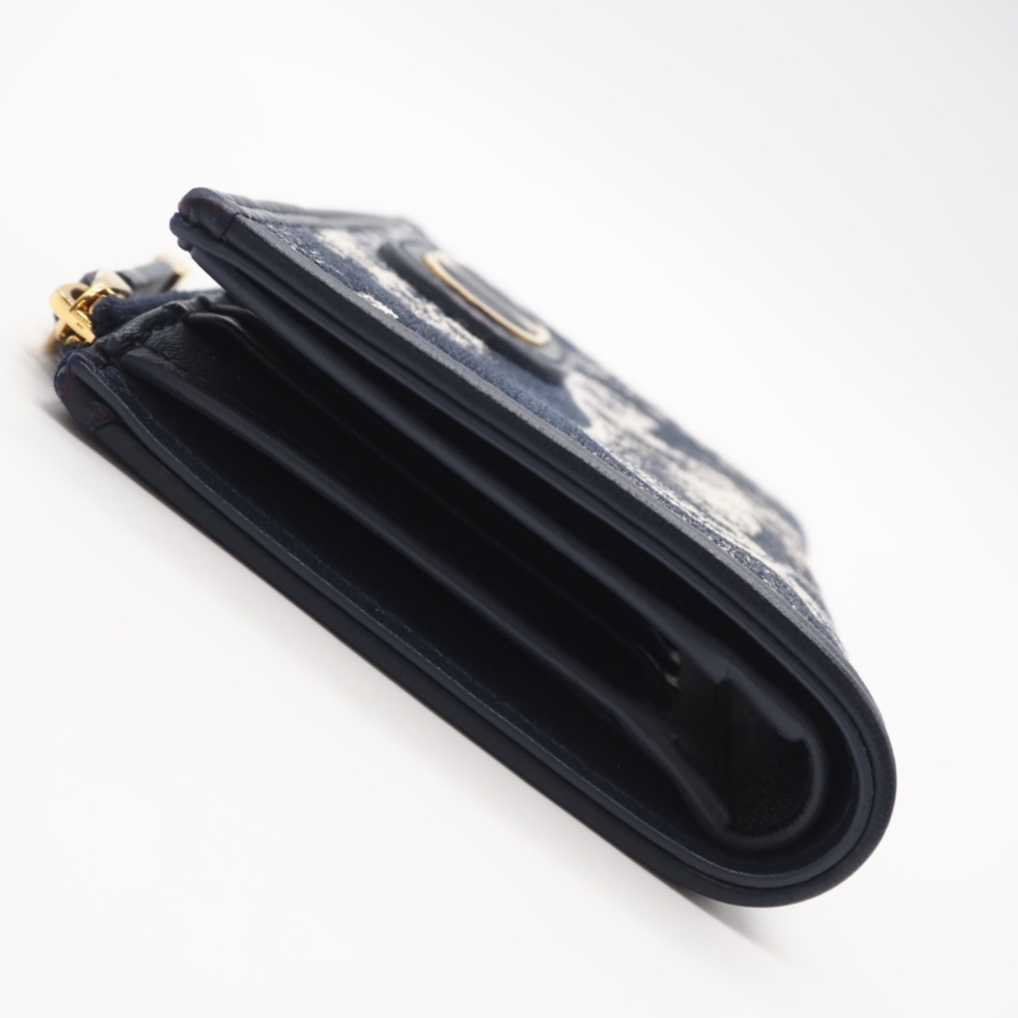 Christian Dior Navy White Cotton Leather Wallet (Bi-Fold) (Pre-Owned)