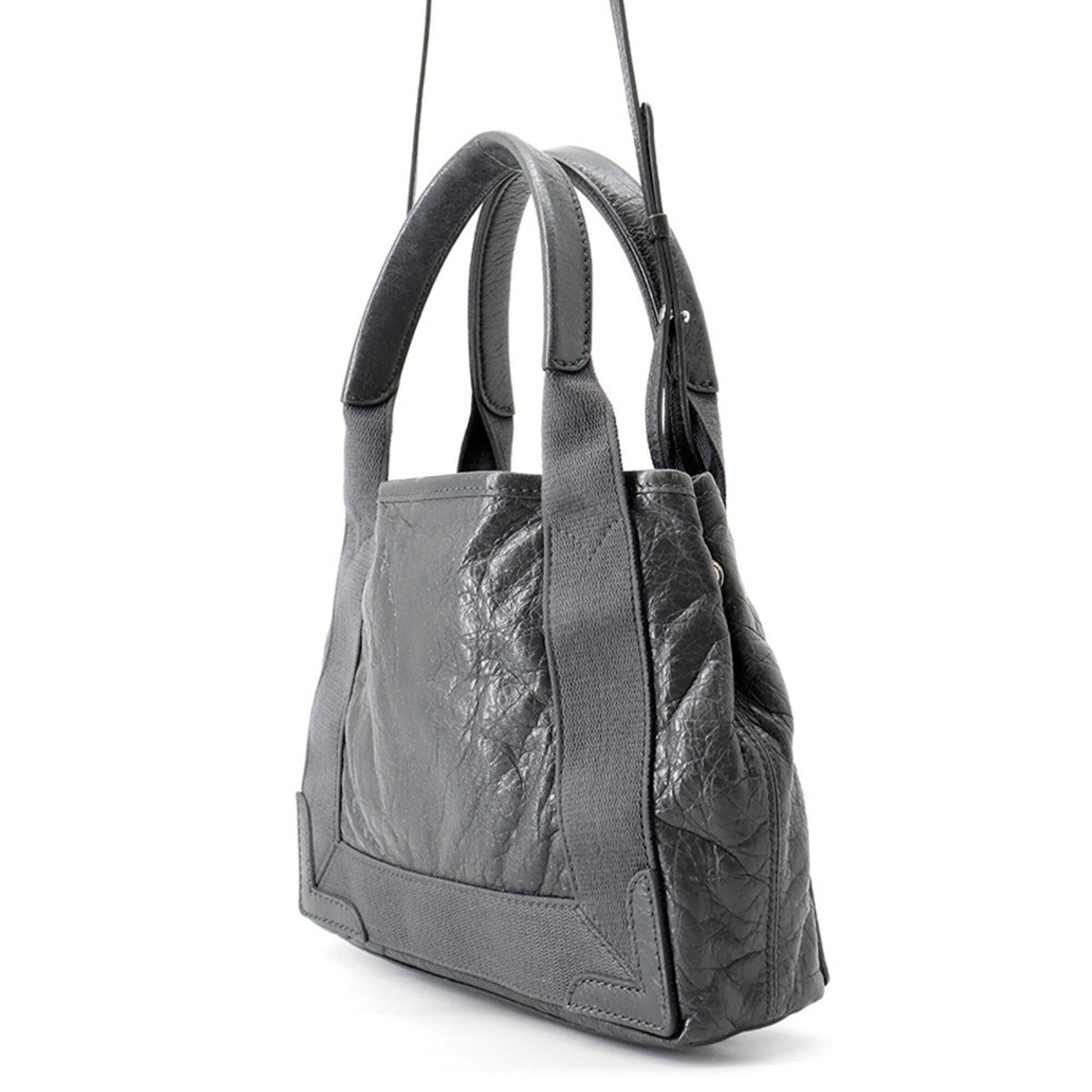Balenciaga Gray Leather Canvas Handbag (Pre-Owned)