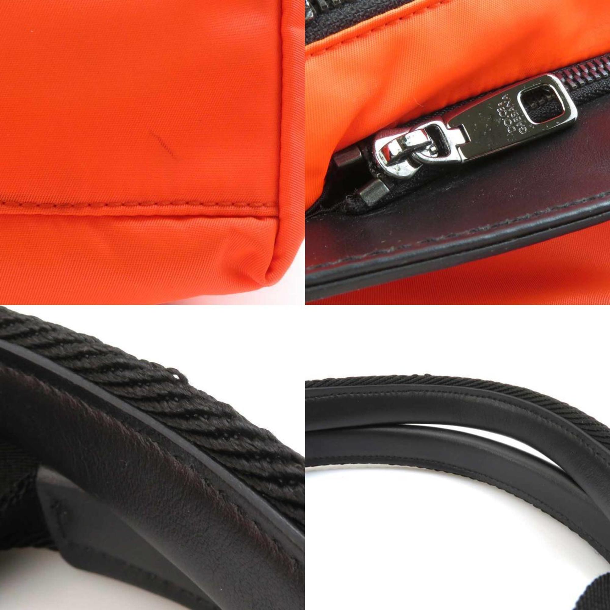 Dolce & Gabbana Black Neon Orange Nylon Shoulder Bag Tote Bag (Pre-Owned)