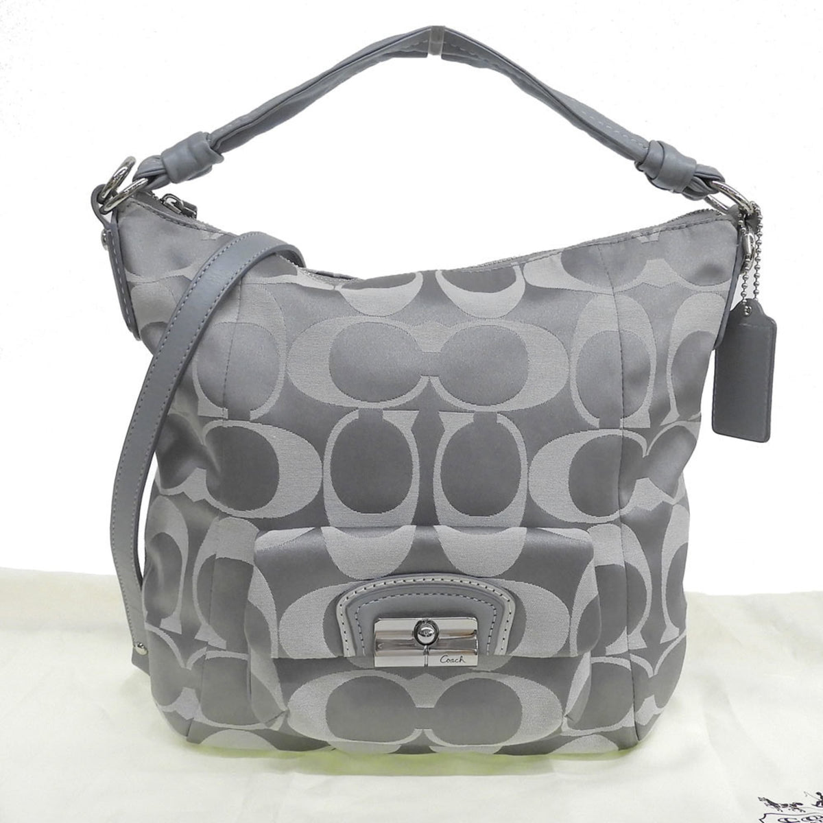 Coach Gray Canvas Shoulder Bag (Pre-Owned)